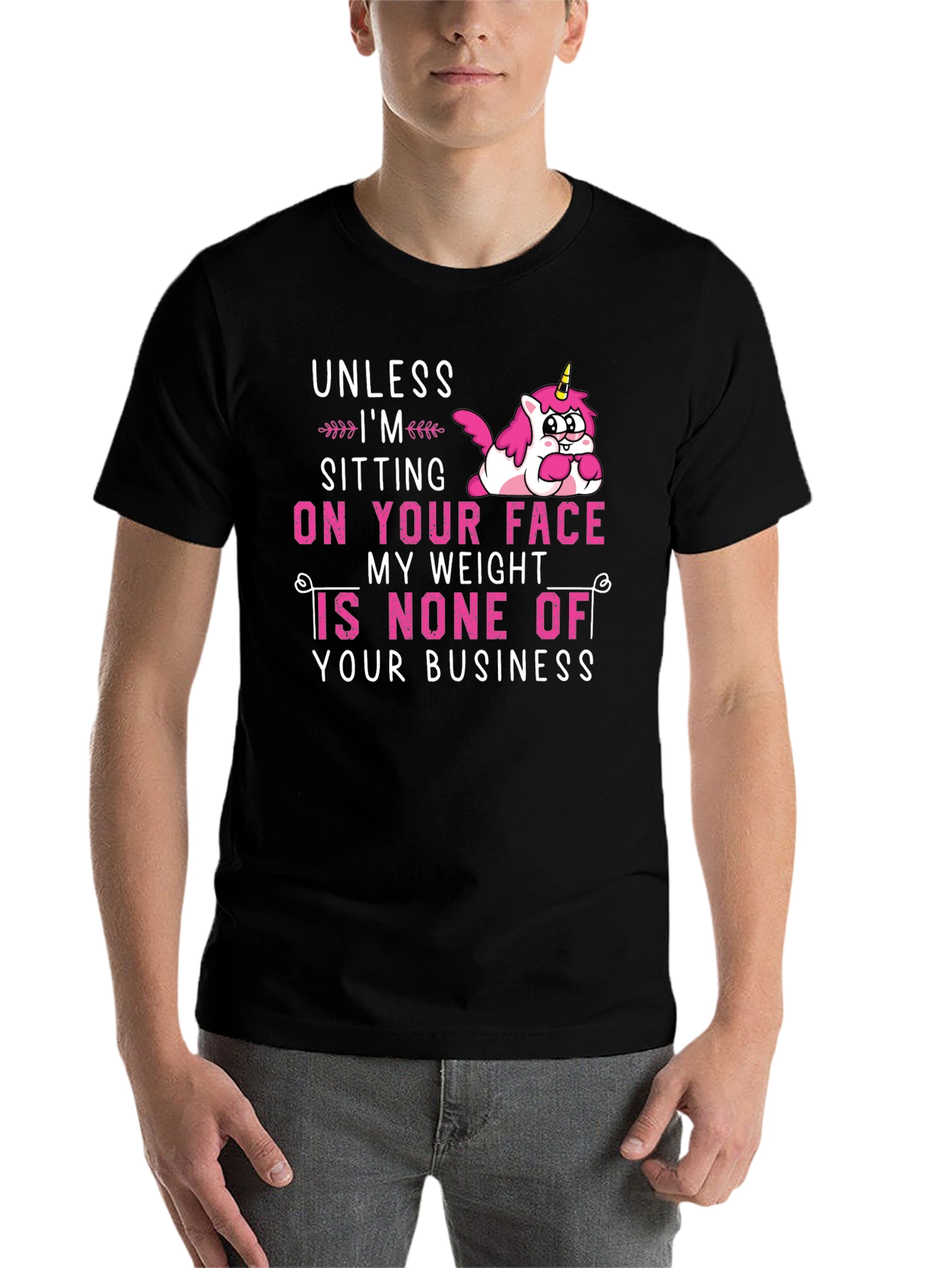 Black Unicorn Graphic T-Shirt: My Weight is None of Your Business view 7