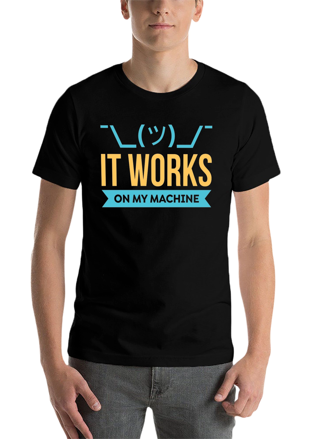 Black It Works On My Machine Programmer T-Shirt view 7