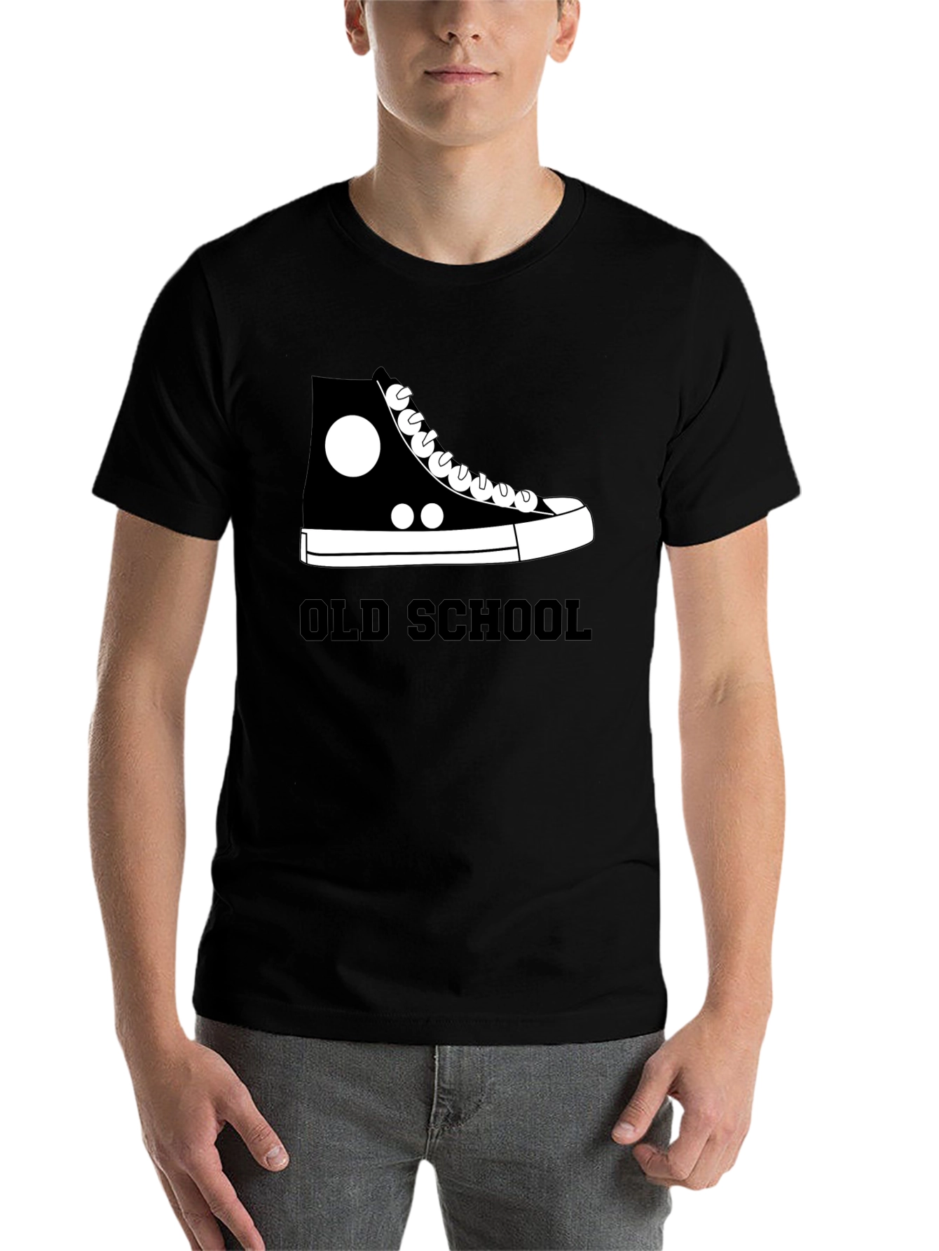Black Old School High Top Sneaker Graphic T-Shirt view 7