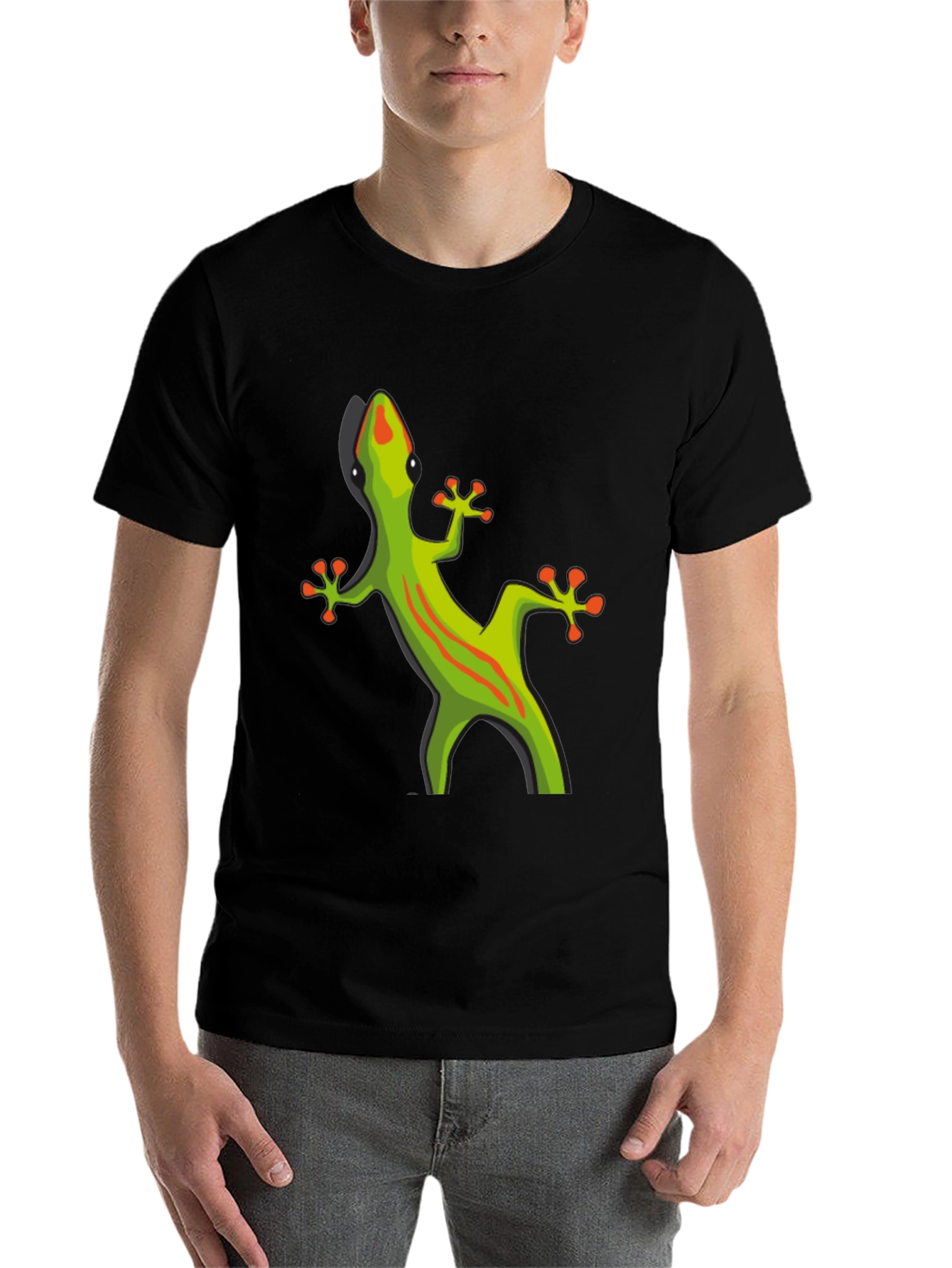 Black Black T-Shirt with Gecko Graphic view 7