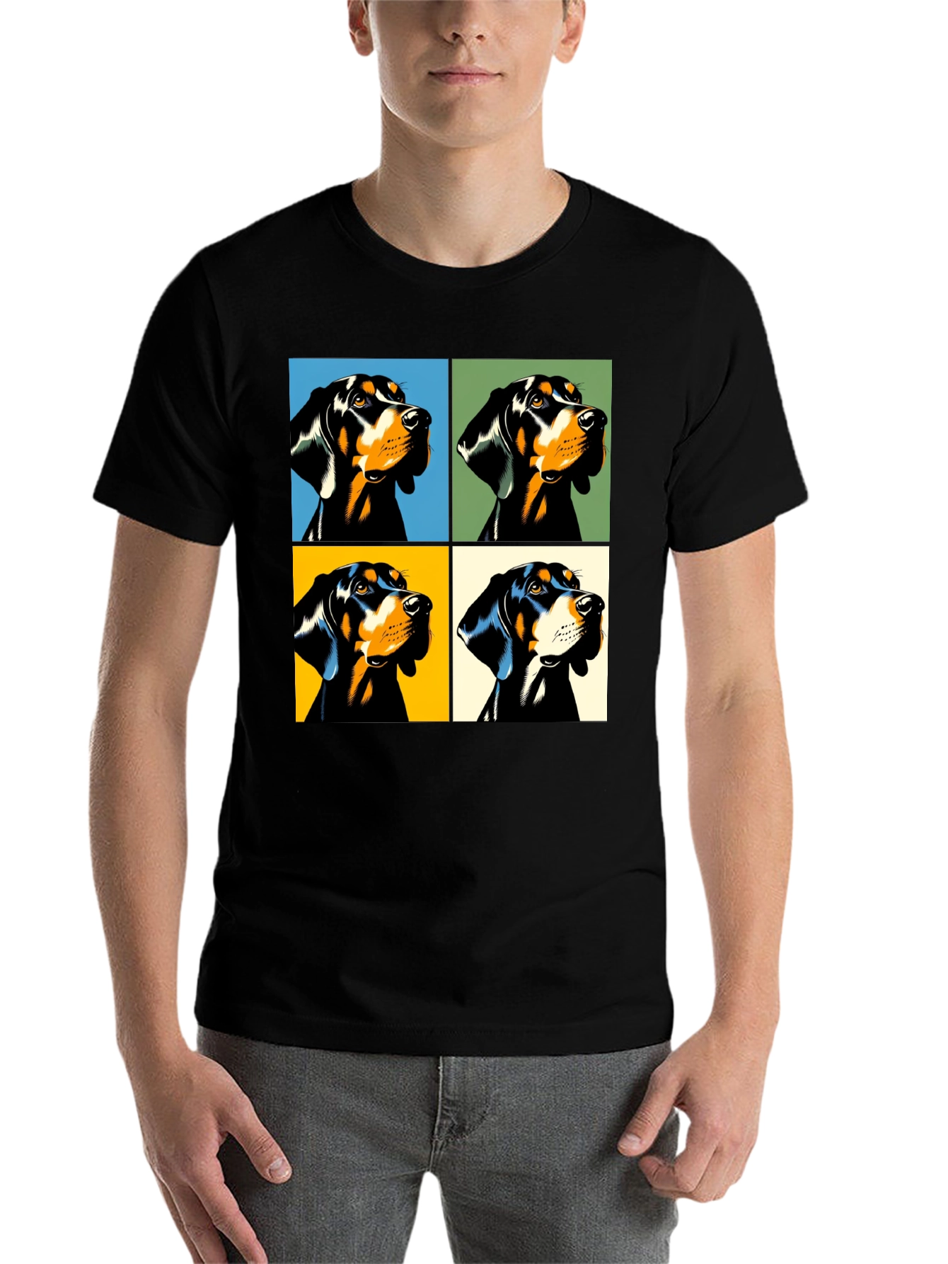 Black Pop Art Dog T-Shirt - Modern Style view 7