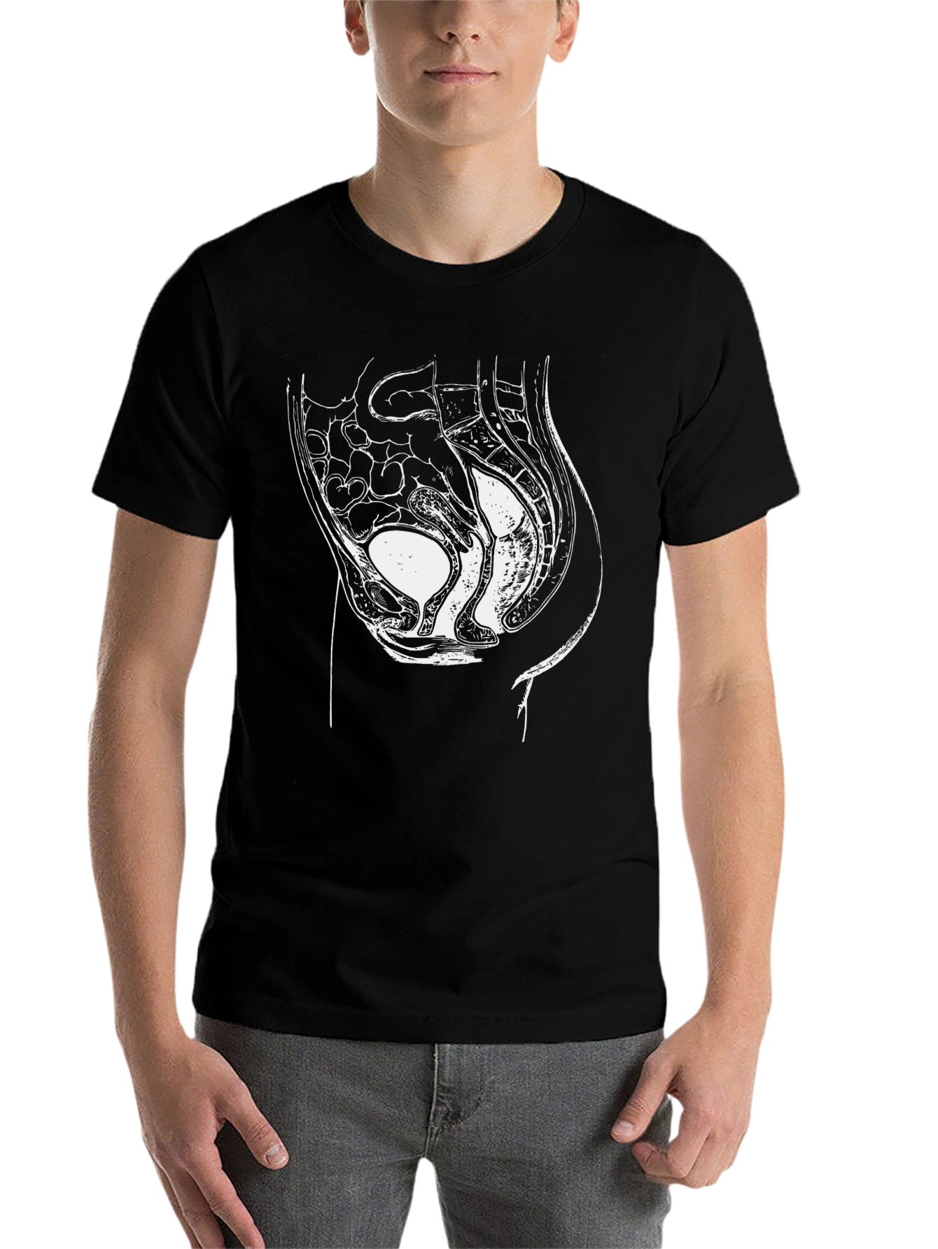 Black Anatomical Reproductive System Unisex T-Shirt view 7