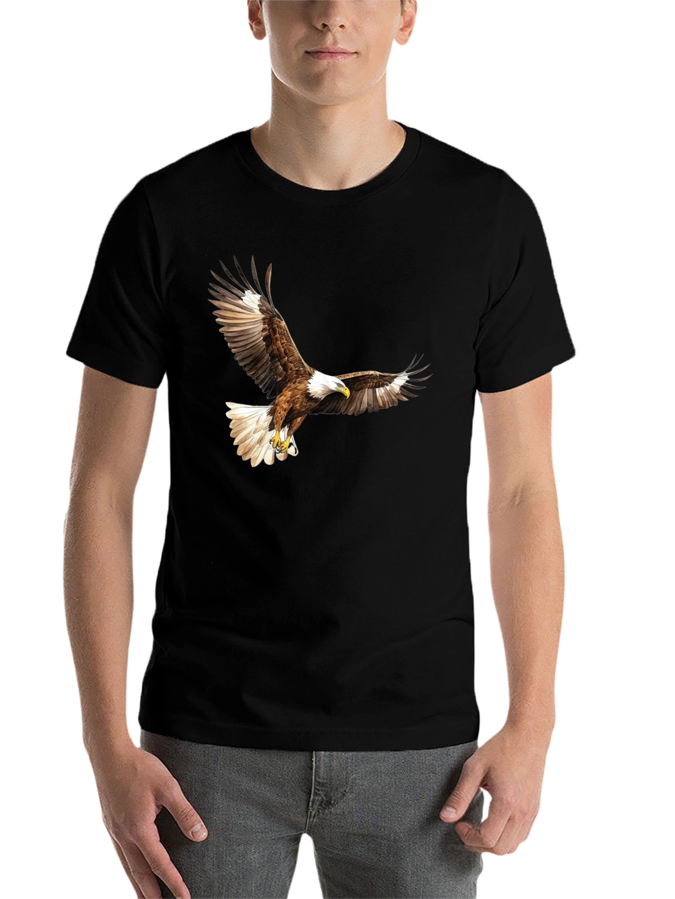 Black Black Eagle Print Graphic Tee view 7