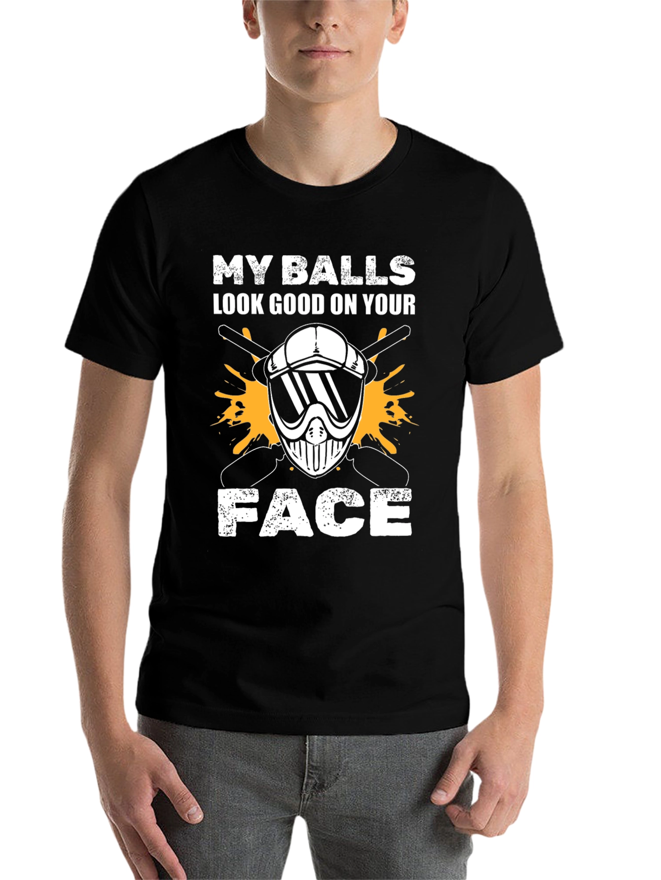 Black Funny Graphic T-Shirt - My Balls Look Good On Your Face view 7