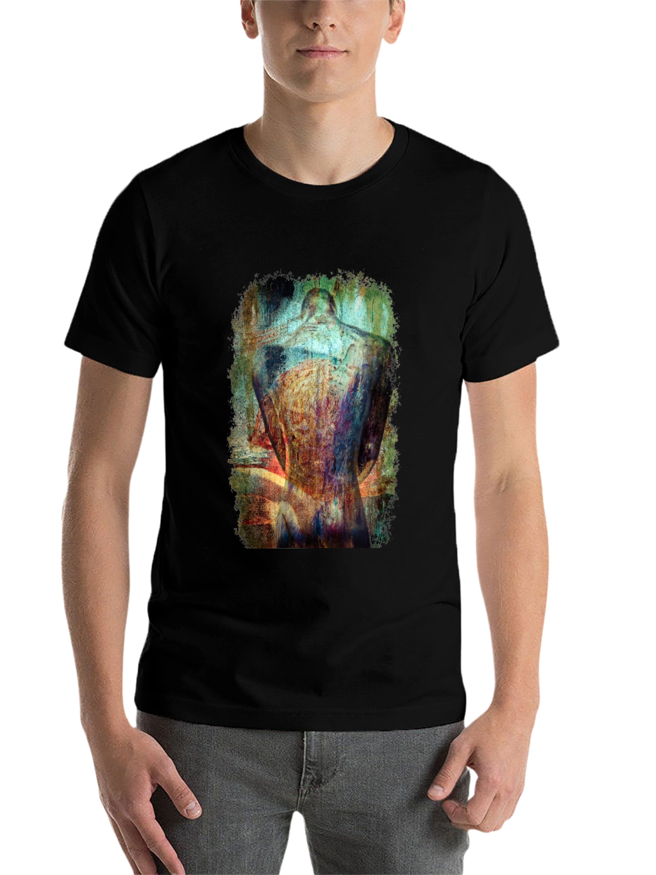 Black Abstract Back Graphic T-Shirt - Modern Art Tee view 7
