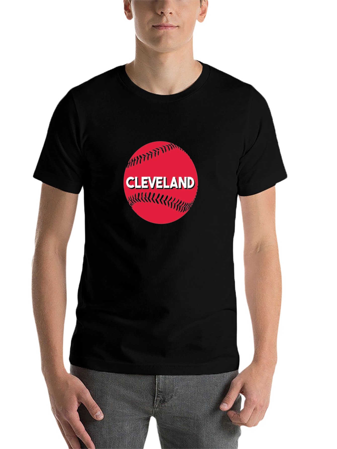 Black Cleveland Baseball Fan T-Shirt - Classic Design view 7