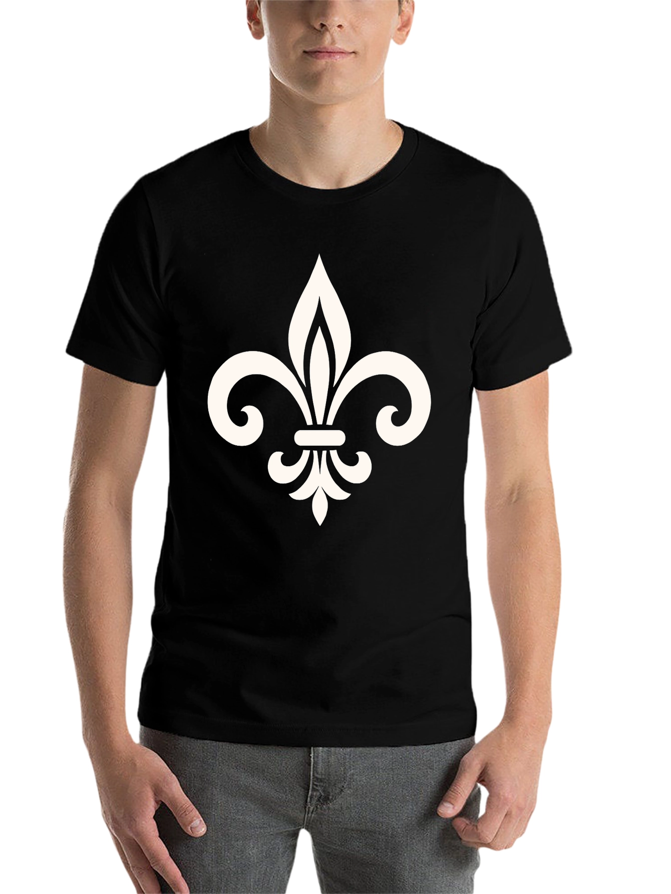 Black Fleur-de-lis Graphic Tee - Stylish Unisex Design view 7