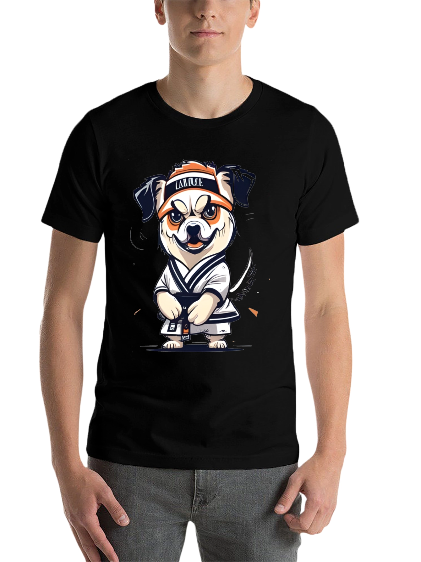 Black Karate Dog Graphic T-Shirt view 7