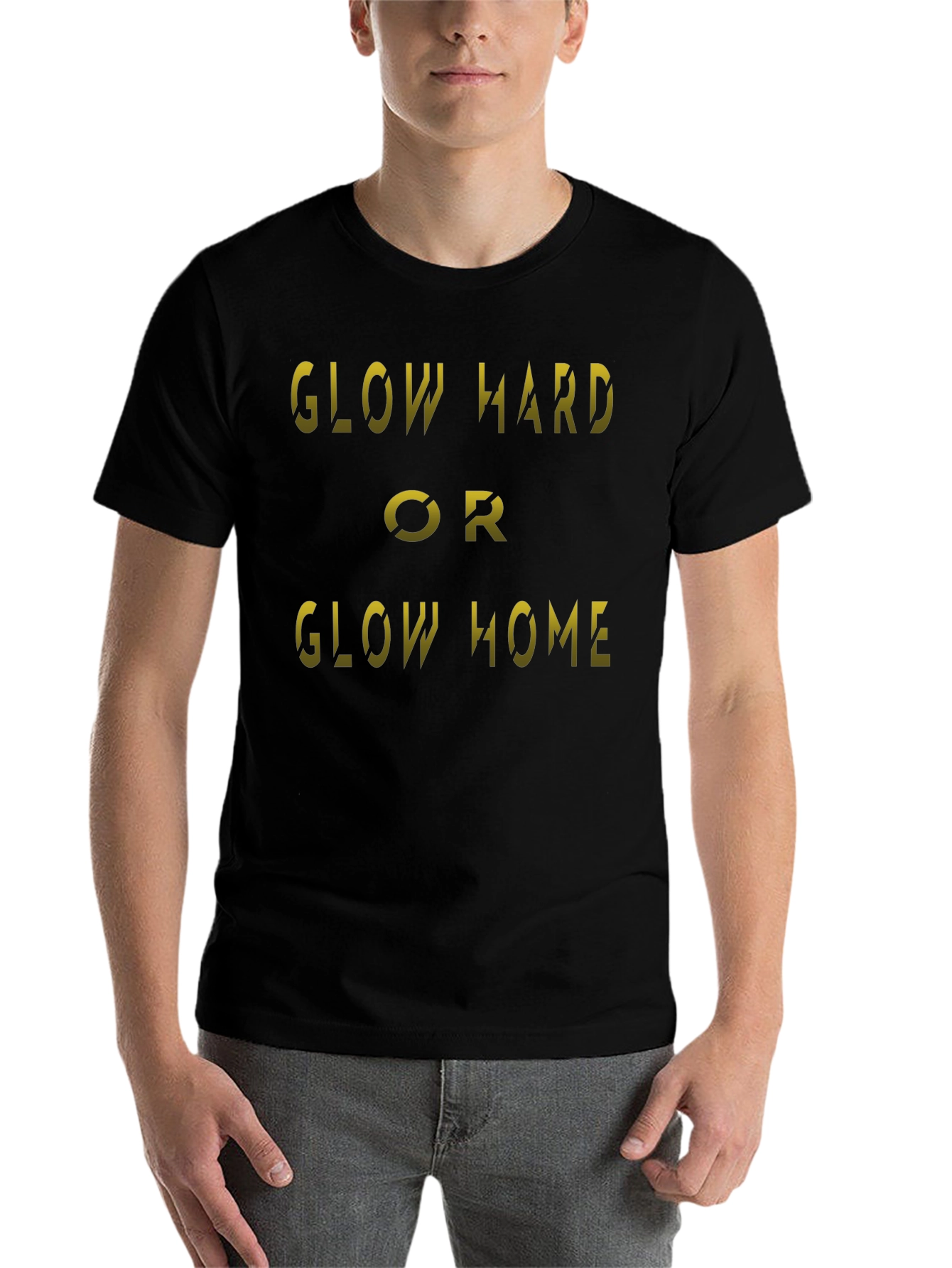 Black Glow Hard or Glow Home Black T-Shirt view 7
