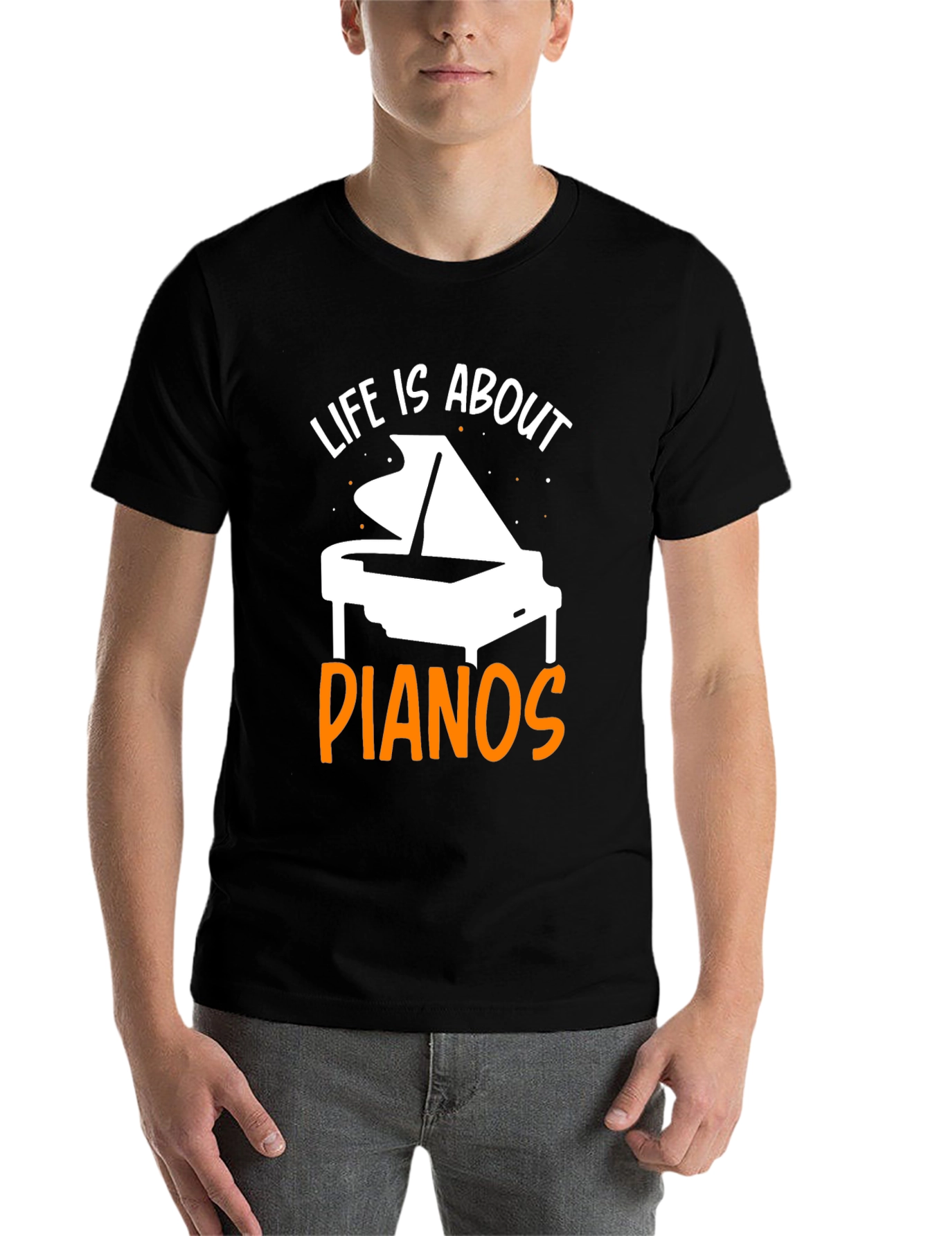 Black Life Is About Pianos Black T-Shirt view 7