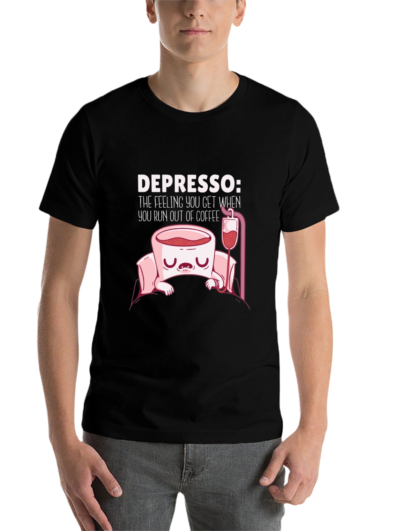 Black Depresso Funny Coffee T-Shirt view 7