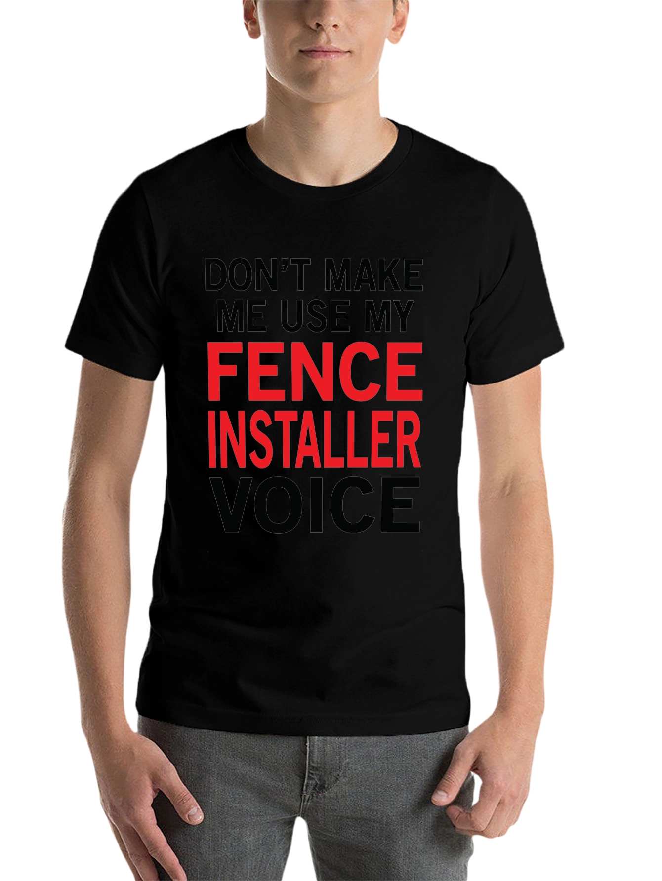 Black Fence Installer Voice Graphic Tee view 7
