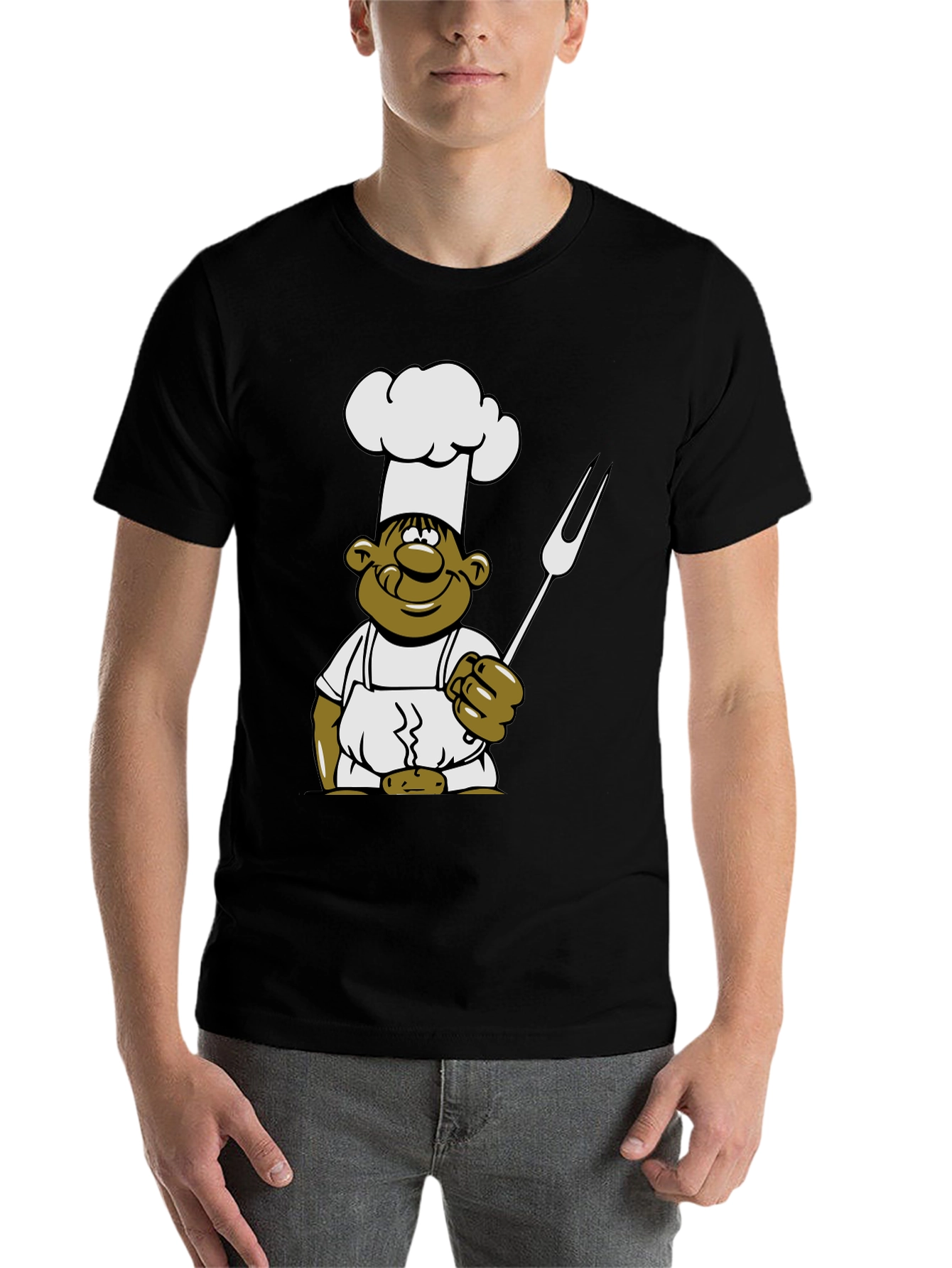 Black Chef Cartoon Graphic T-Shirt - Black view 7