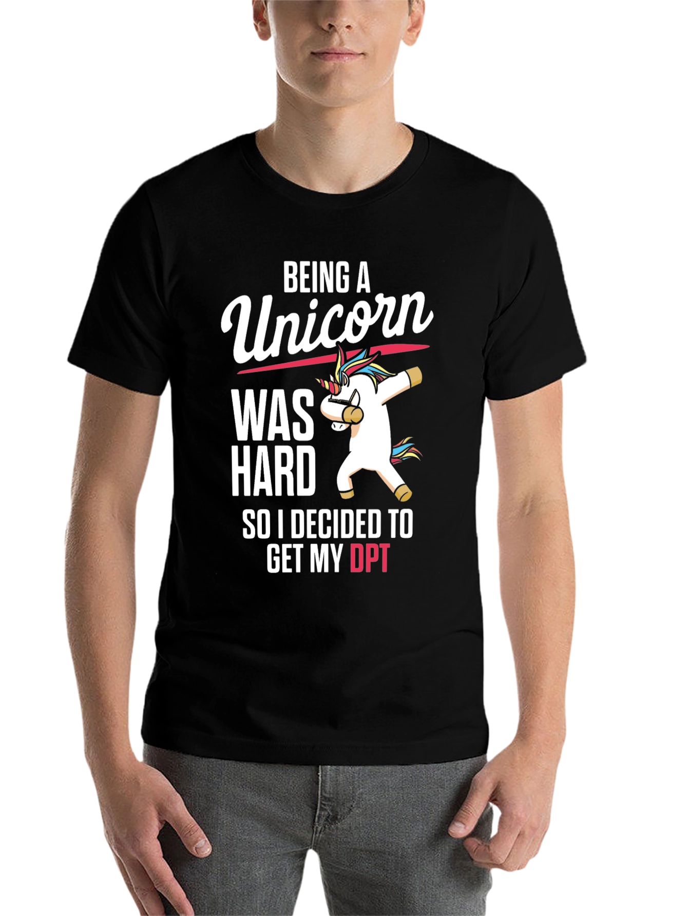 Black Being A Unicorn DPT T-Shirt view 7