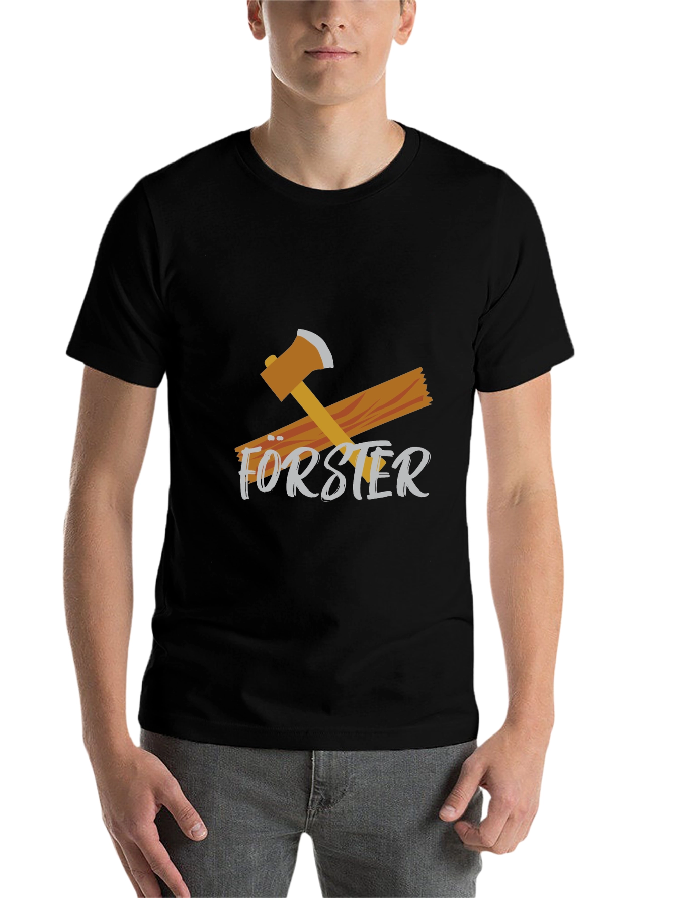 Black Forster Lumberjack T-Shirt - Axe Wood Graphic Tee view 7