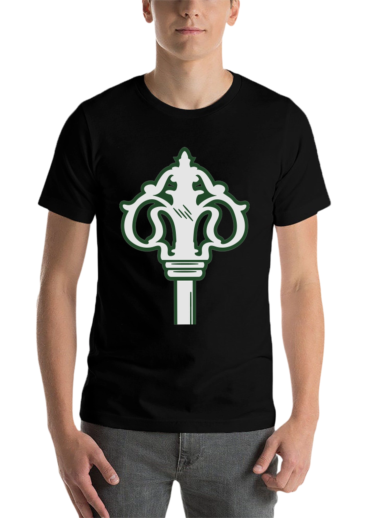 Black Key Design Black T-Shirt view 7