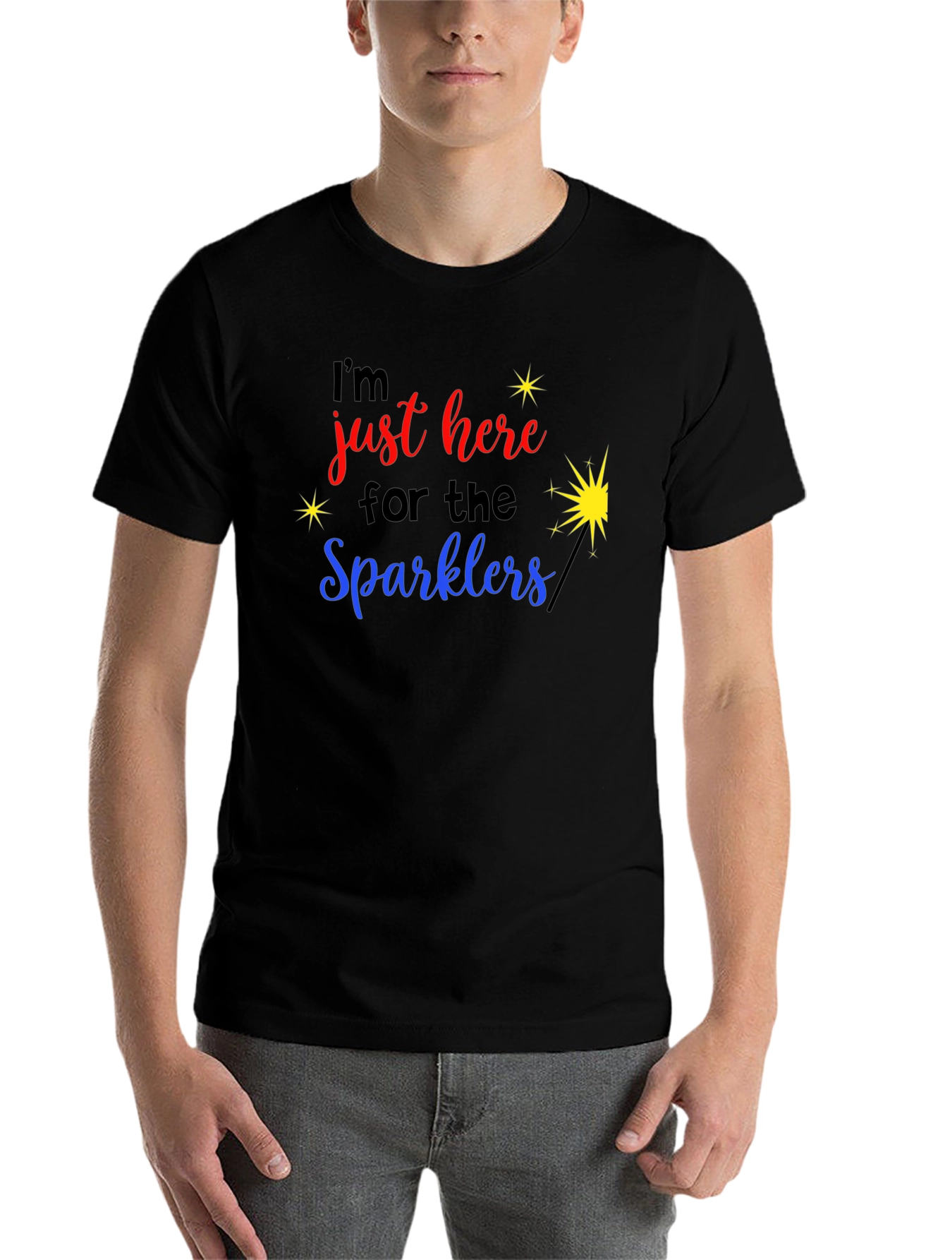 Black I'm Just Here for the Sparklers Graphic T-Shirt view 7