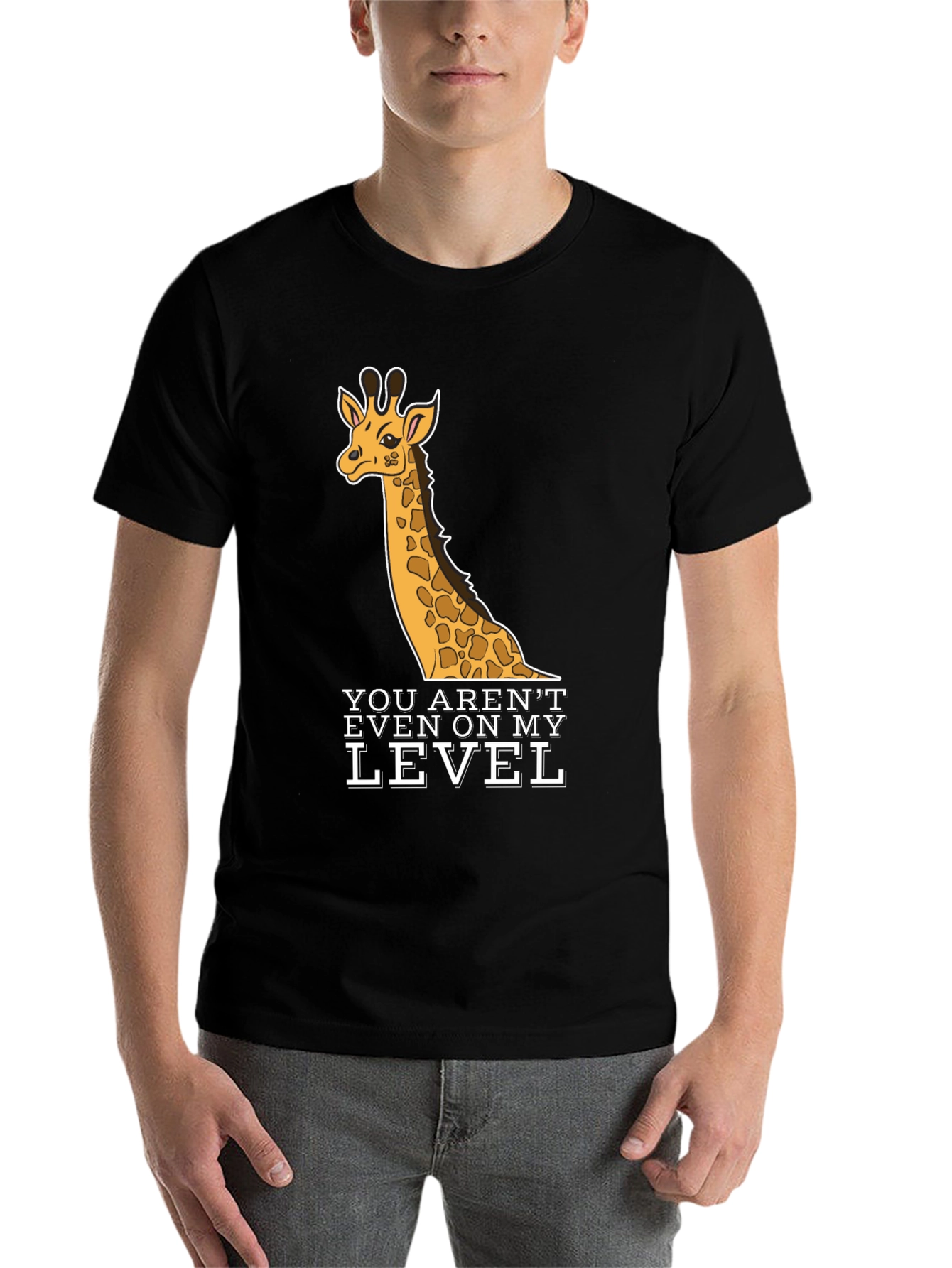 Black Giraffe T-Shirt - You Aren't Even On My Level - Black view 7