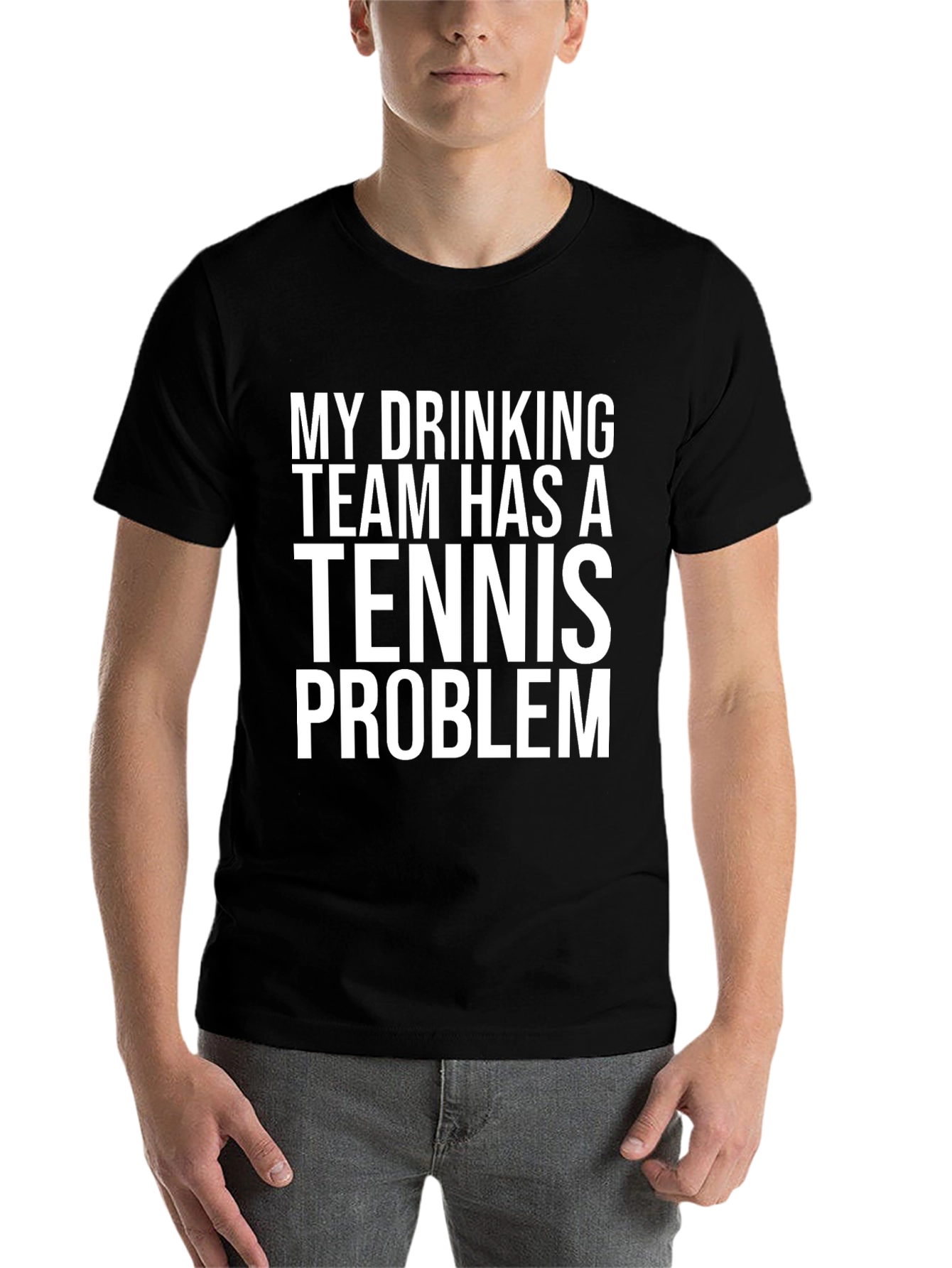 Black Drinking Team Tennis Problem Graphic Tee view 7