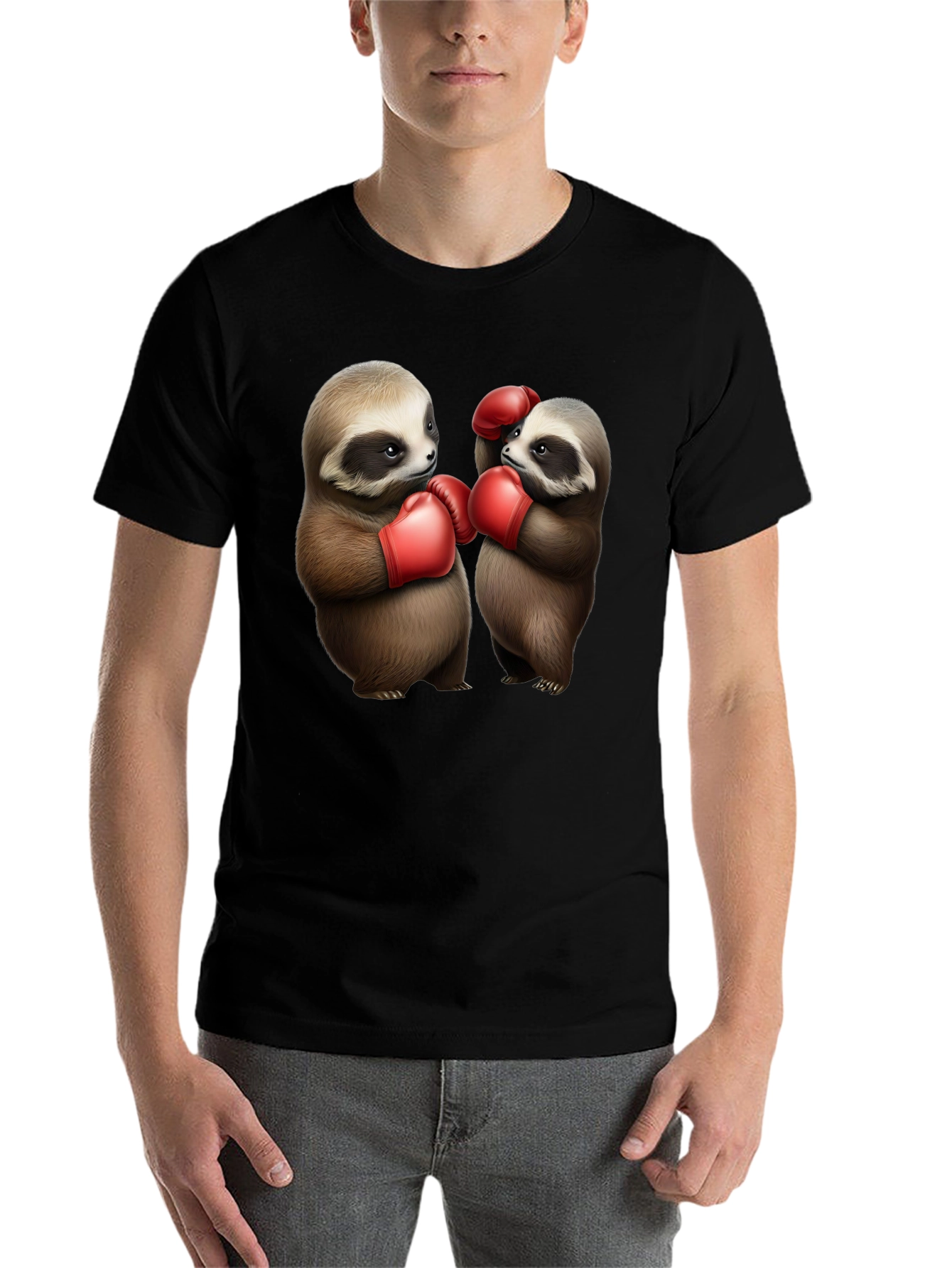 Black Sloth Boxing T-Shirt: Funny Animal Tee view 7