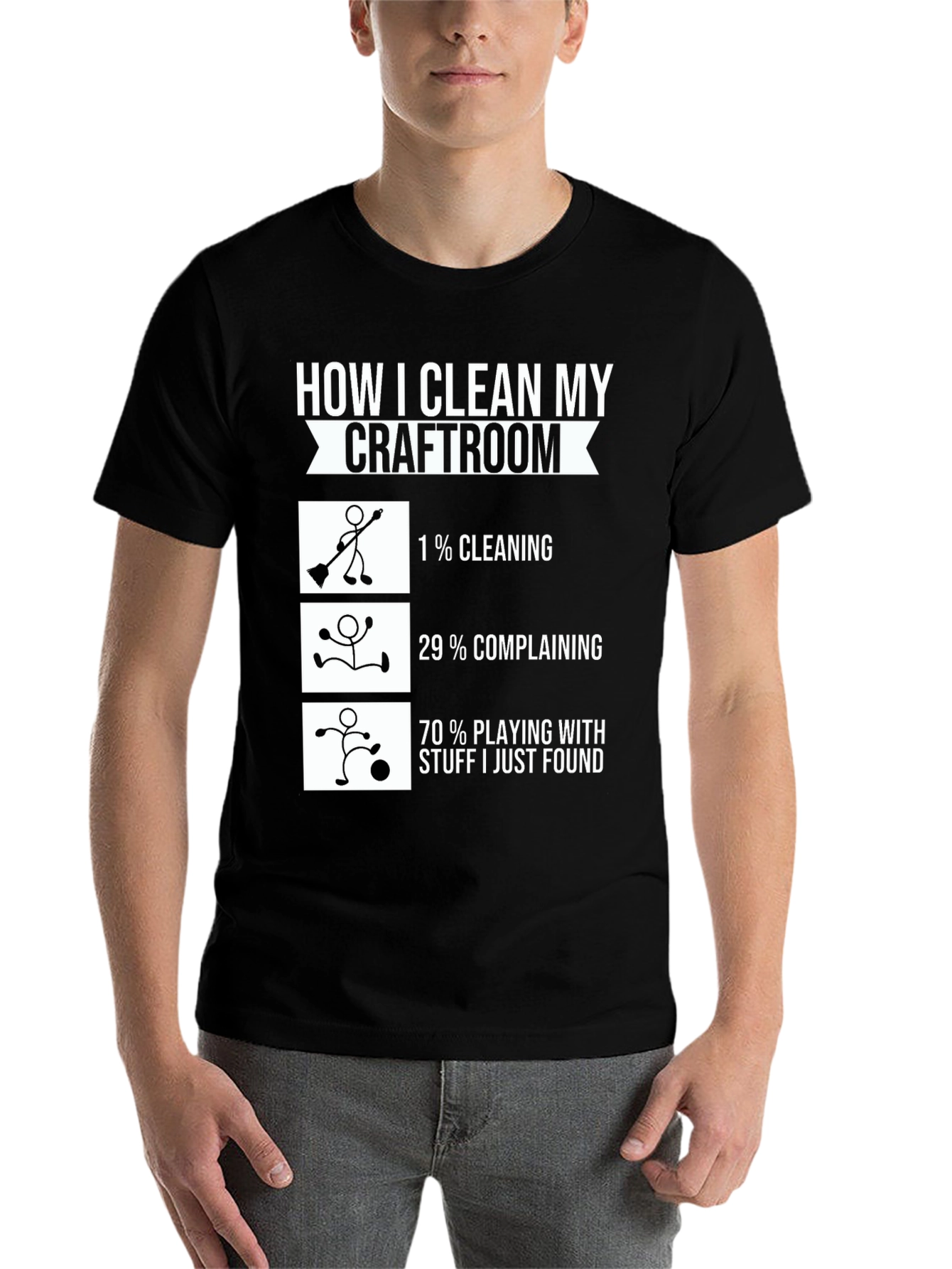 Black Funny Craft Room Cleaning T-Shirt view 7