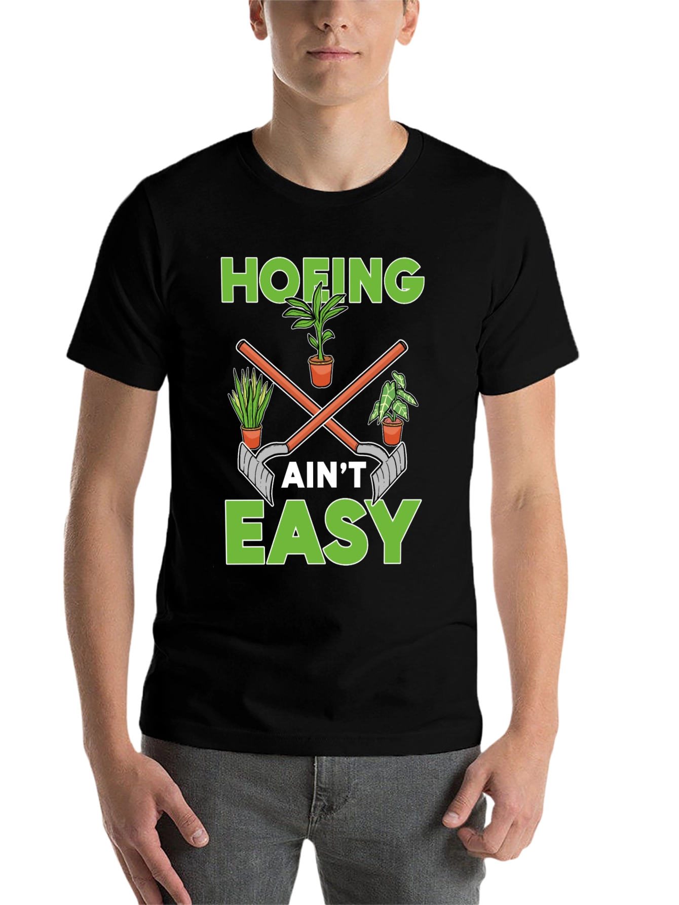 Black Hofing Ain't Easy Garden Humor T-Shirt view 7
