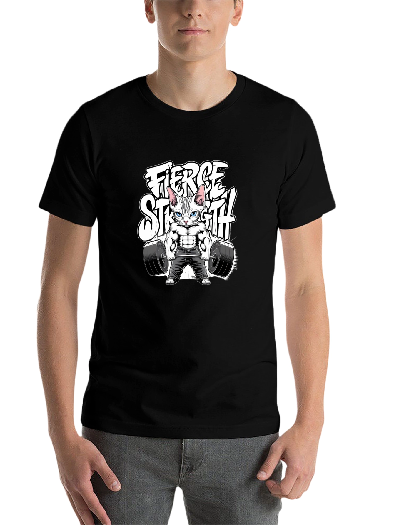 Fierce Strength Cat T-Shirt - Gym Humor Tee - 7