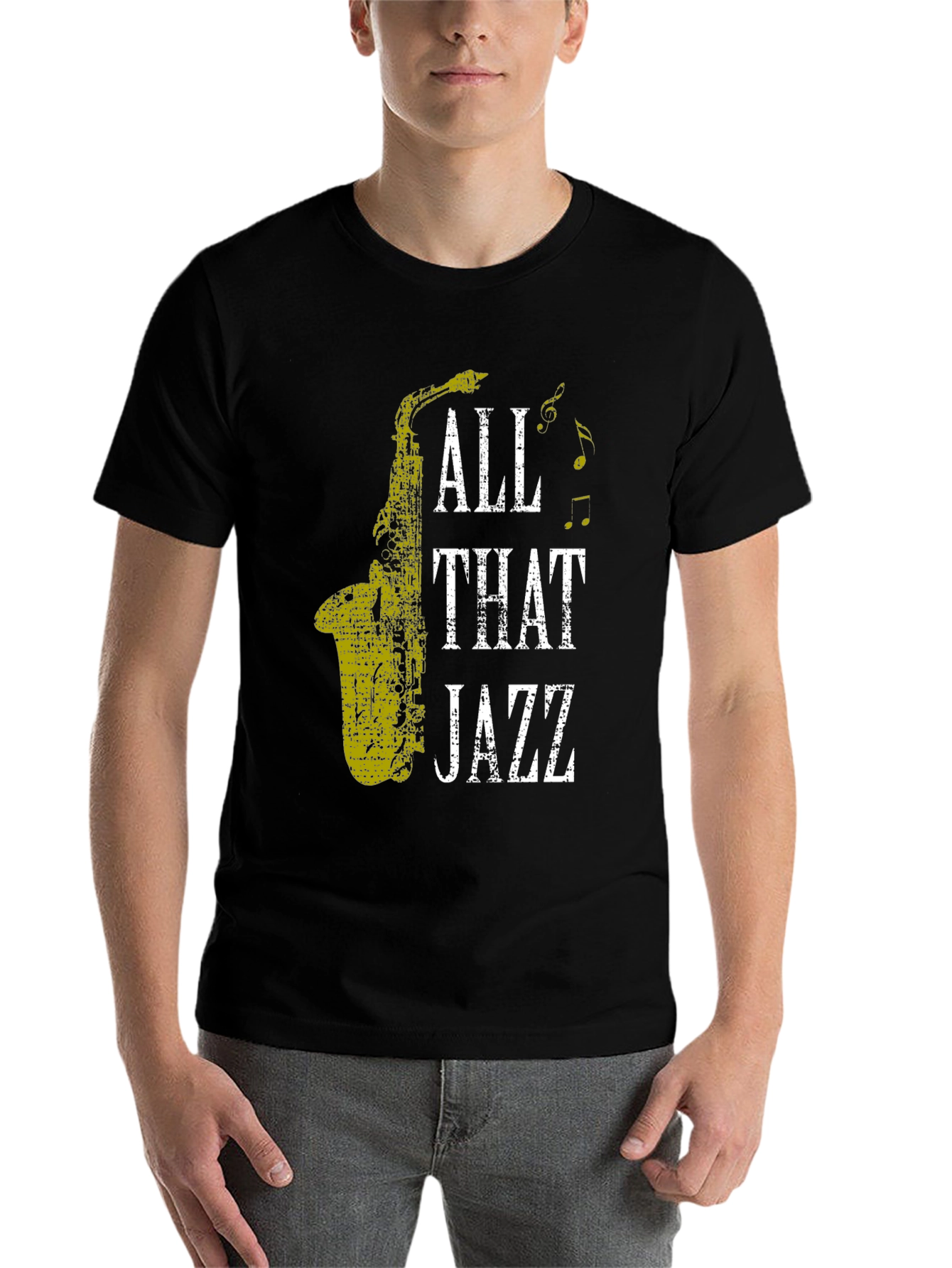 Black All That Jazz Saxophone T-Shirt view 7