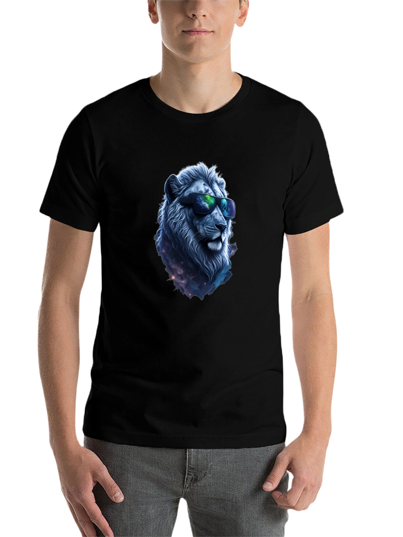 Black Cool Lion Graphic Tee - Black Casual T-Shirt view 7