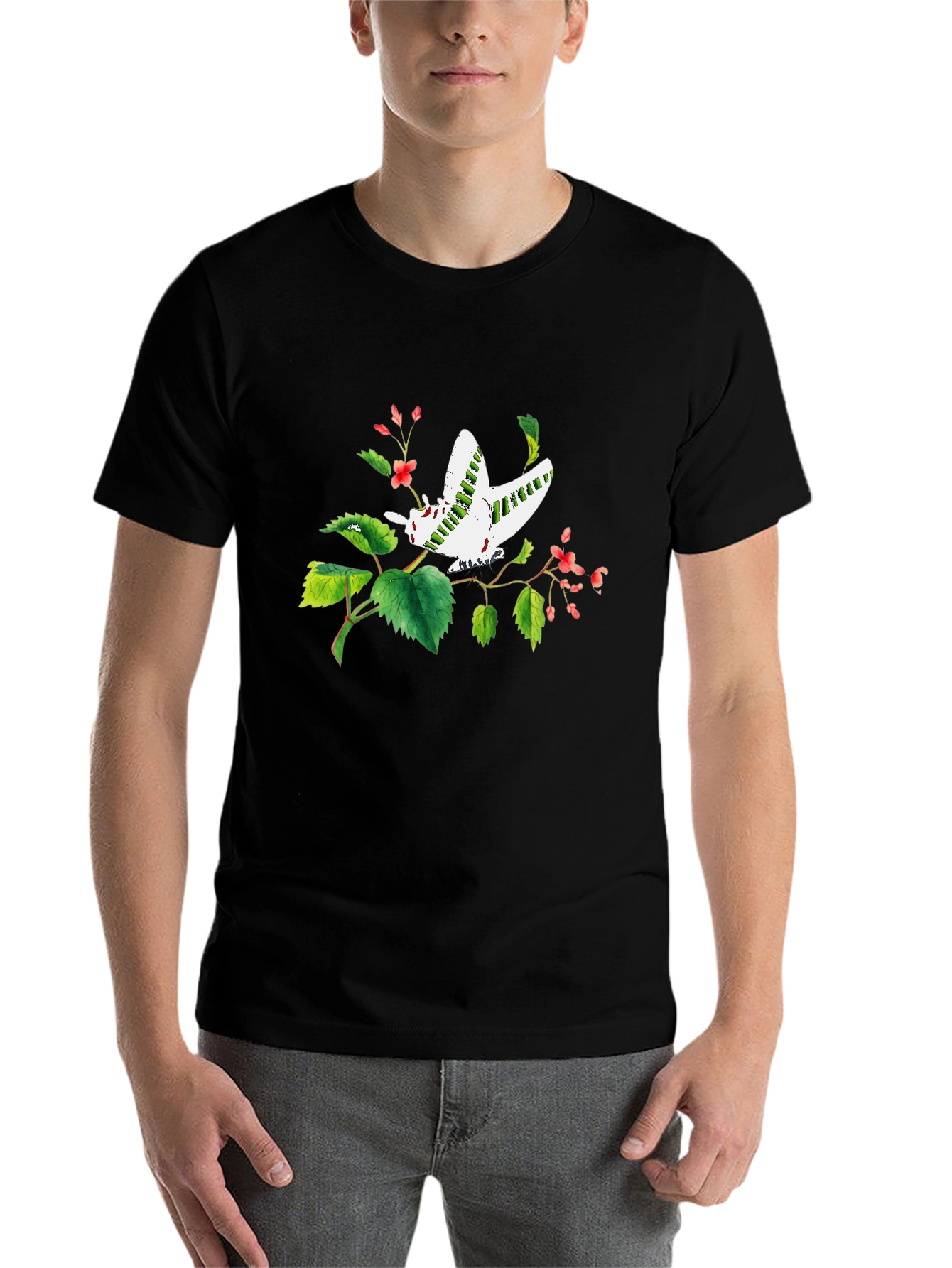 Black Butterfly Graphic Print Black T-Shirt view 7