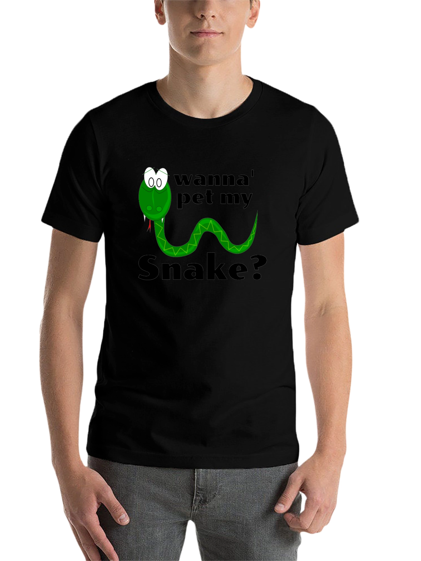 Black Wanna Pet My Snake? Funny Graphic Tee view 7