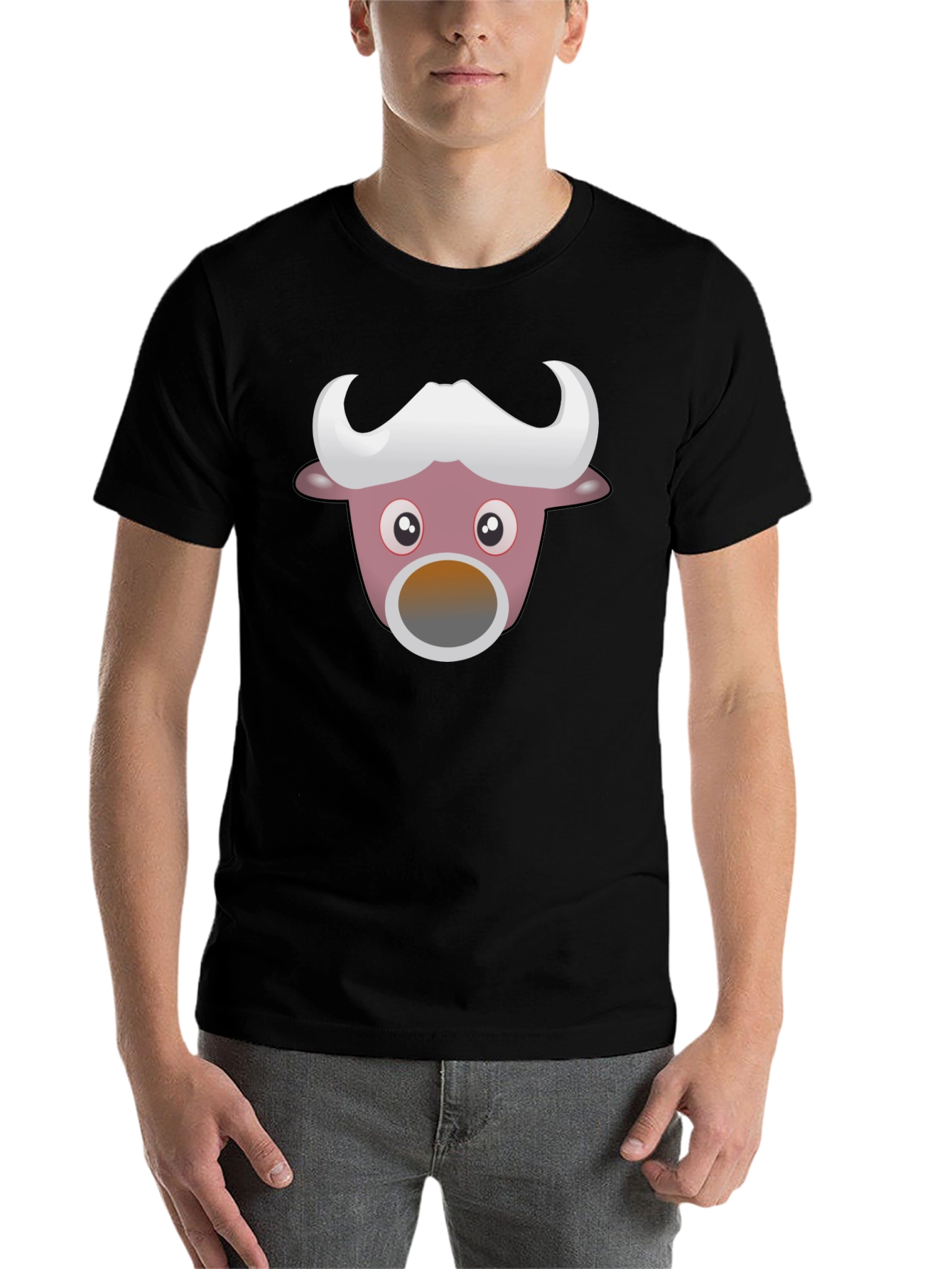 Black Funny Cartoon Animal Graphic Black T-Shirt view 7