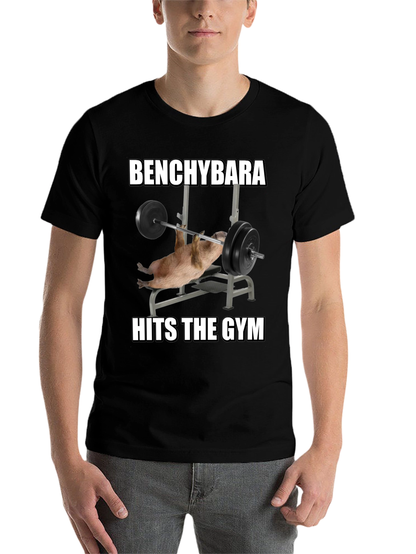 Black Benchybara Hits the Gym T-Shirt view 7