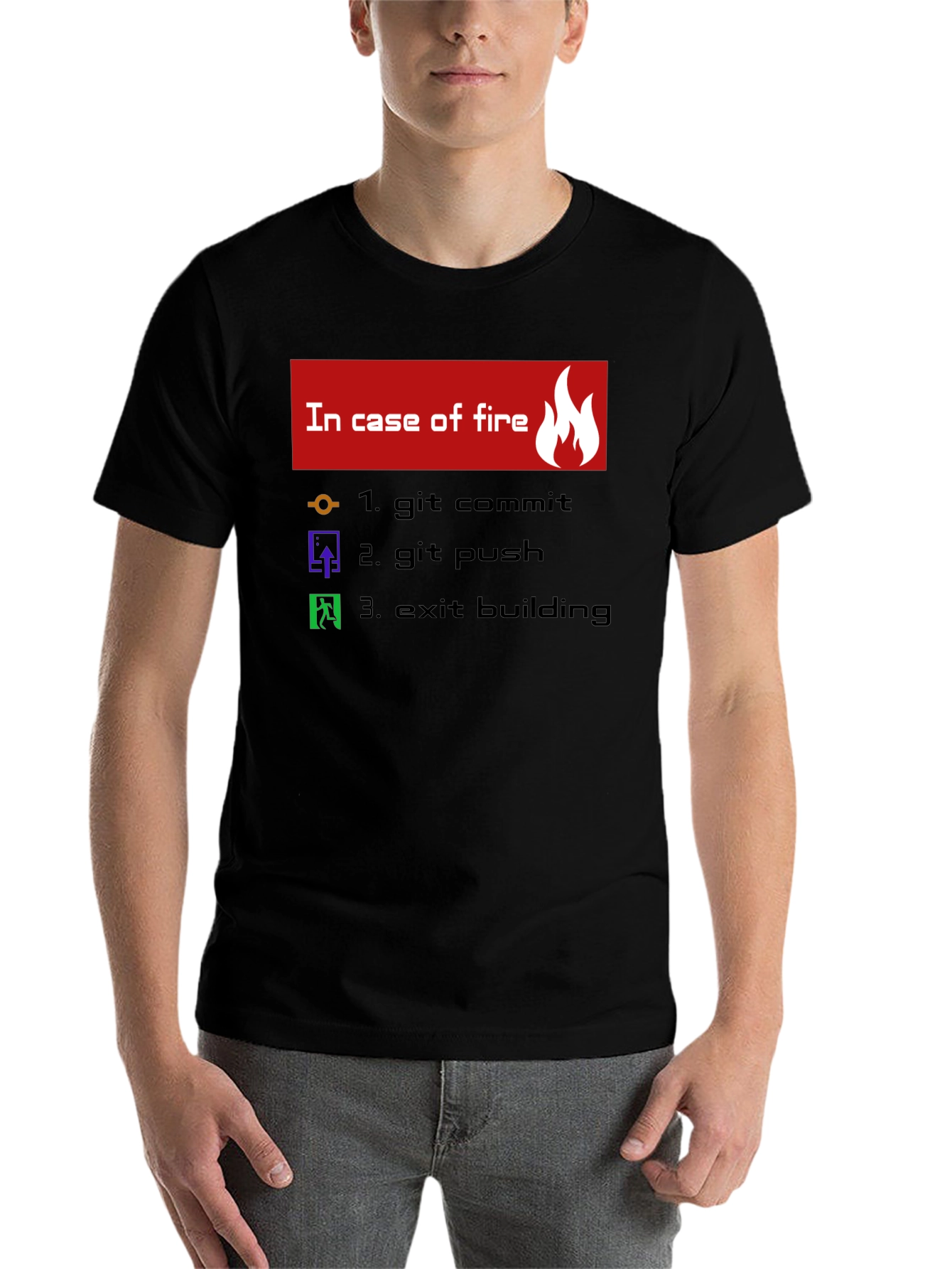 Black Funny Programmer T-Shirt - In Case of Fire view 7