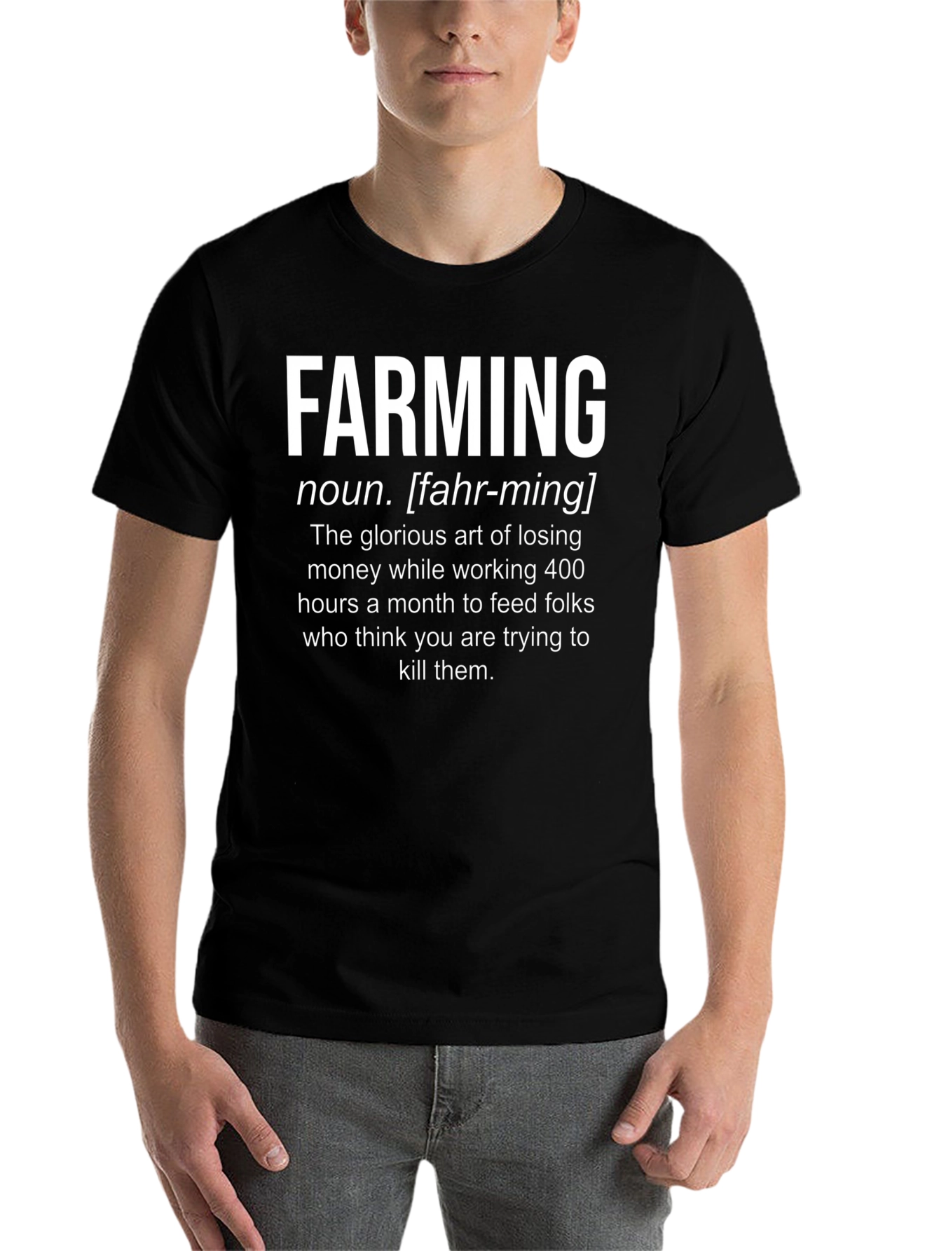 Black Farming Definition T-Shirt - Humorous Farmer Tee view 7