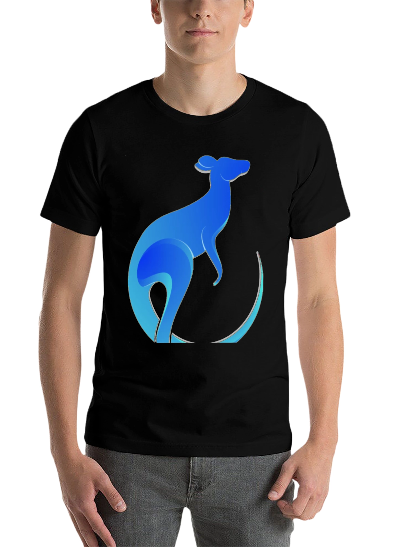 Black Blue Kangaroo Graphic Tee - Men's Black T-Shirt view 7