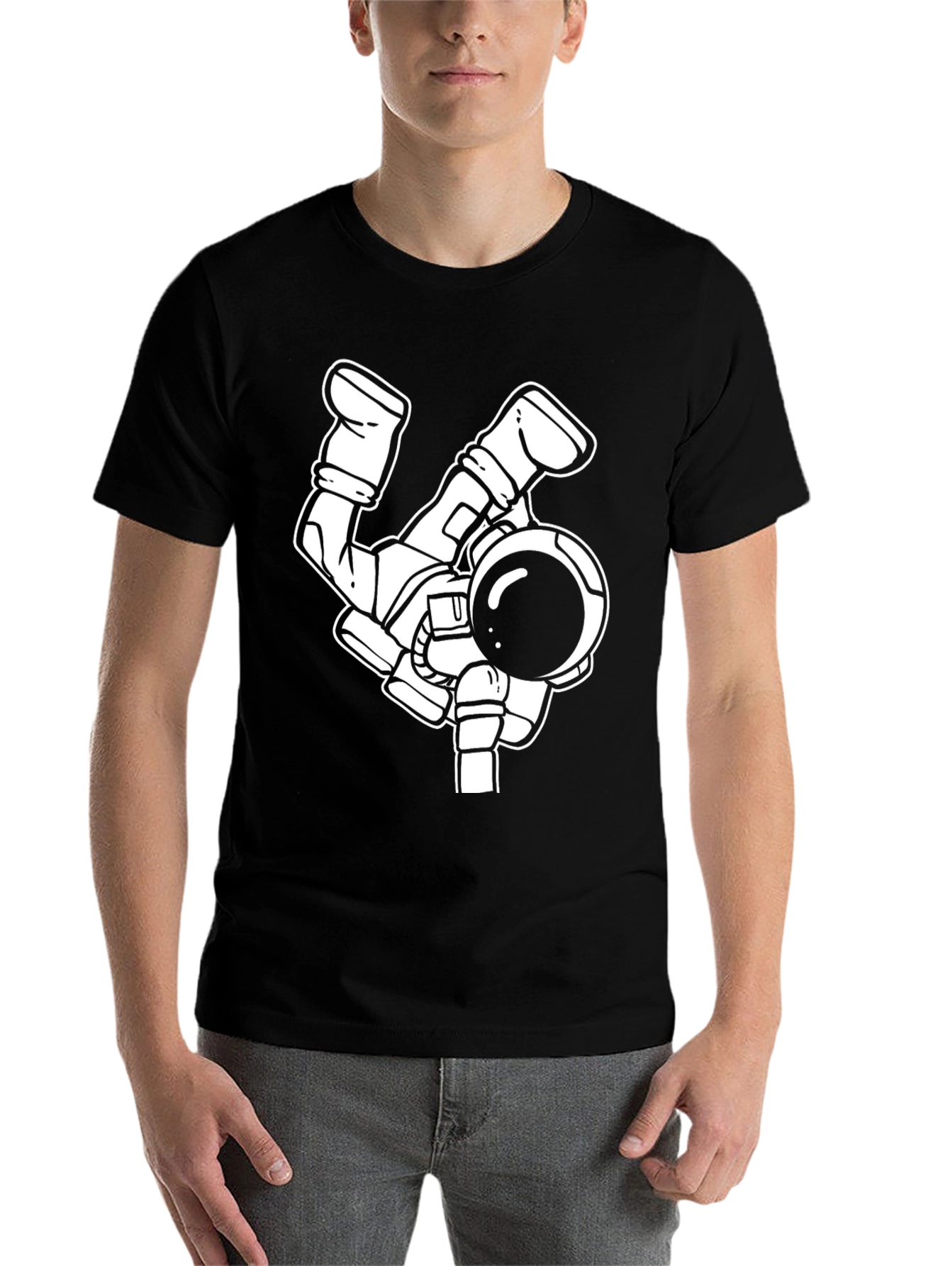 Black Astronaut Graphic Tee - Unique Design, Stylish Black Shirt view 7