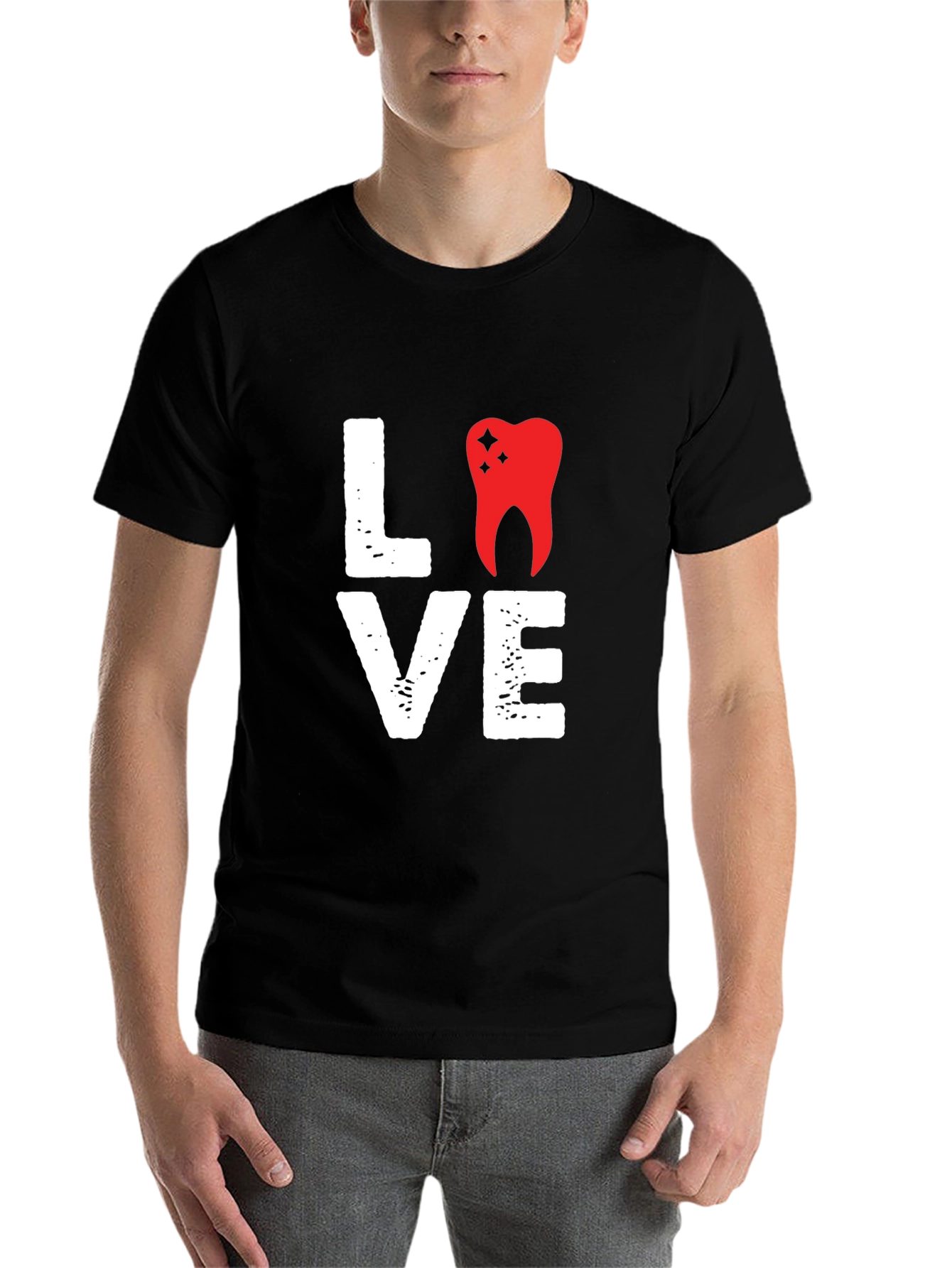 Black Love Tooth T-Shirt - Dentist Gift view 7