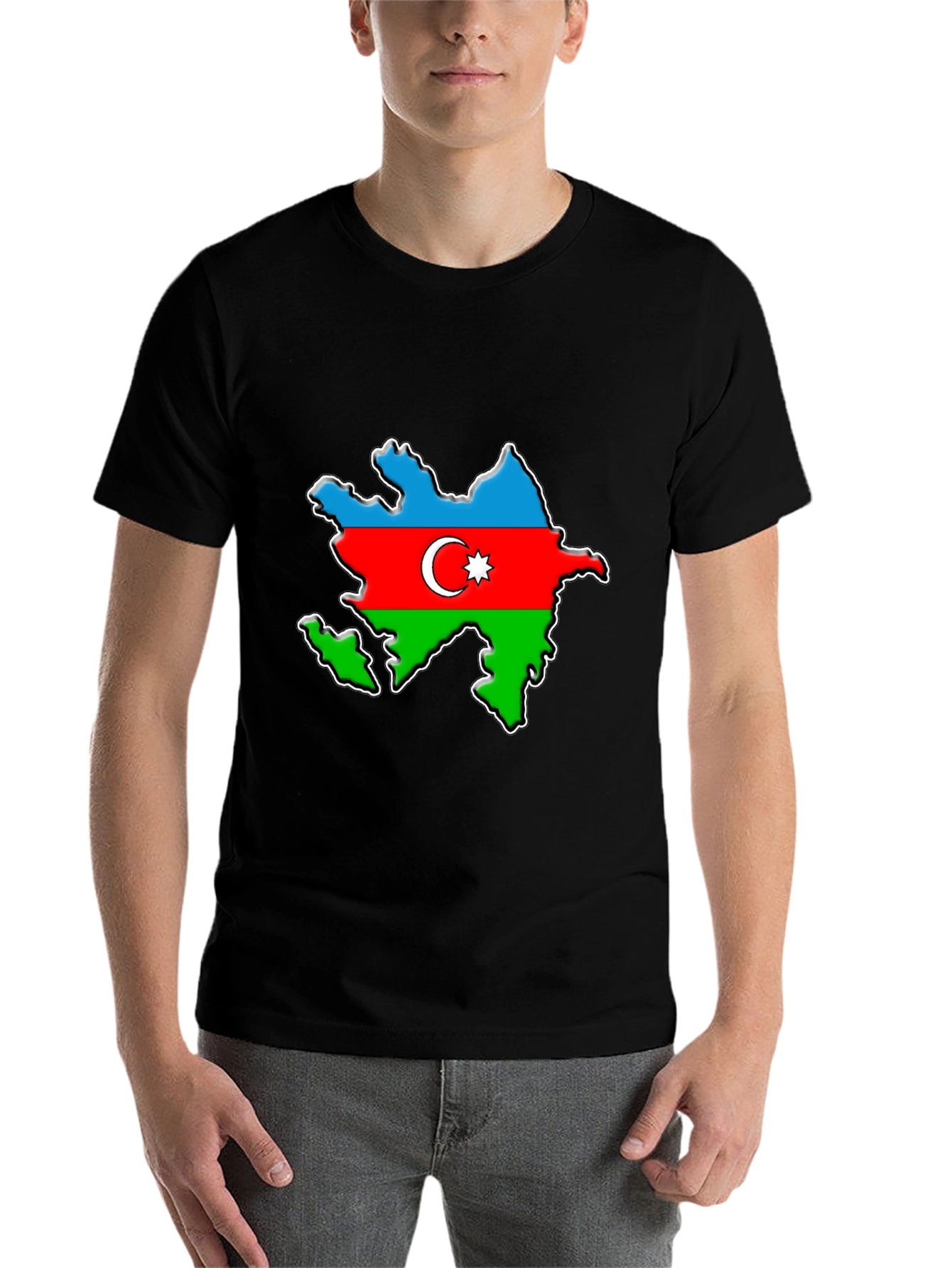 Black Azerbaijan Flag Map T-Shirt - Patriotic Pride Tee view 7