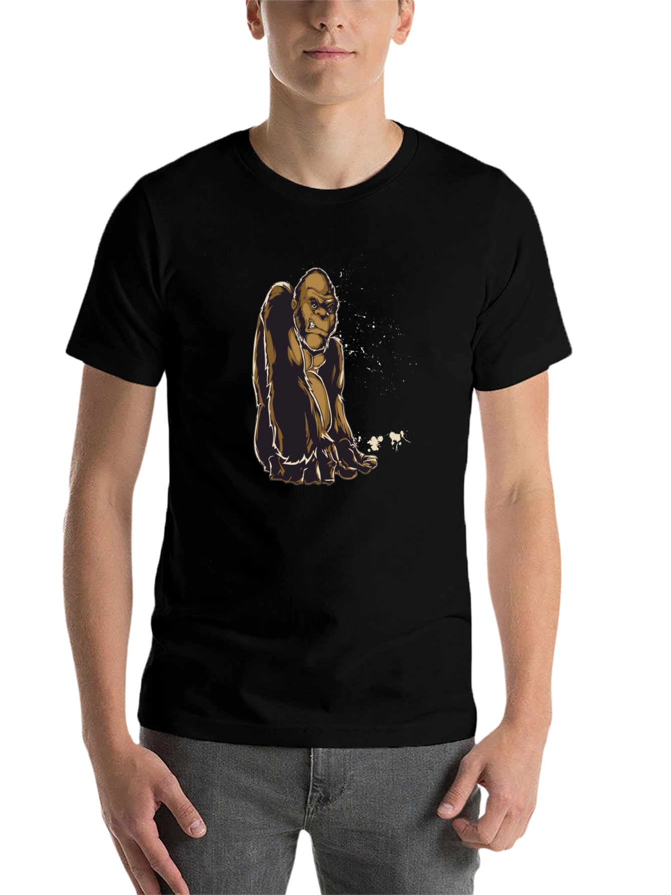 Black Gorilla Graphic Tee - Premium Black Cotton Shirt view 7