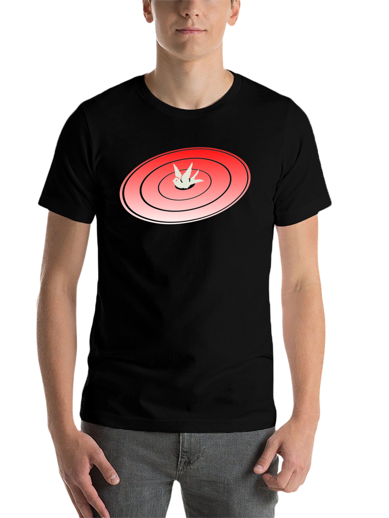Black Red Target with Bird Graphic T-Shirt view 7