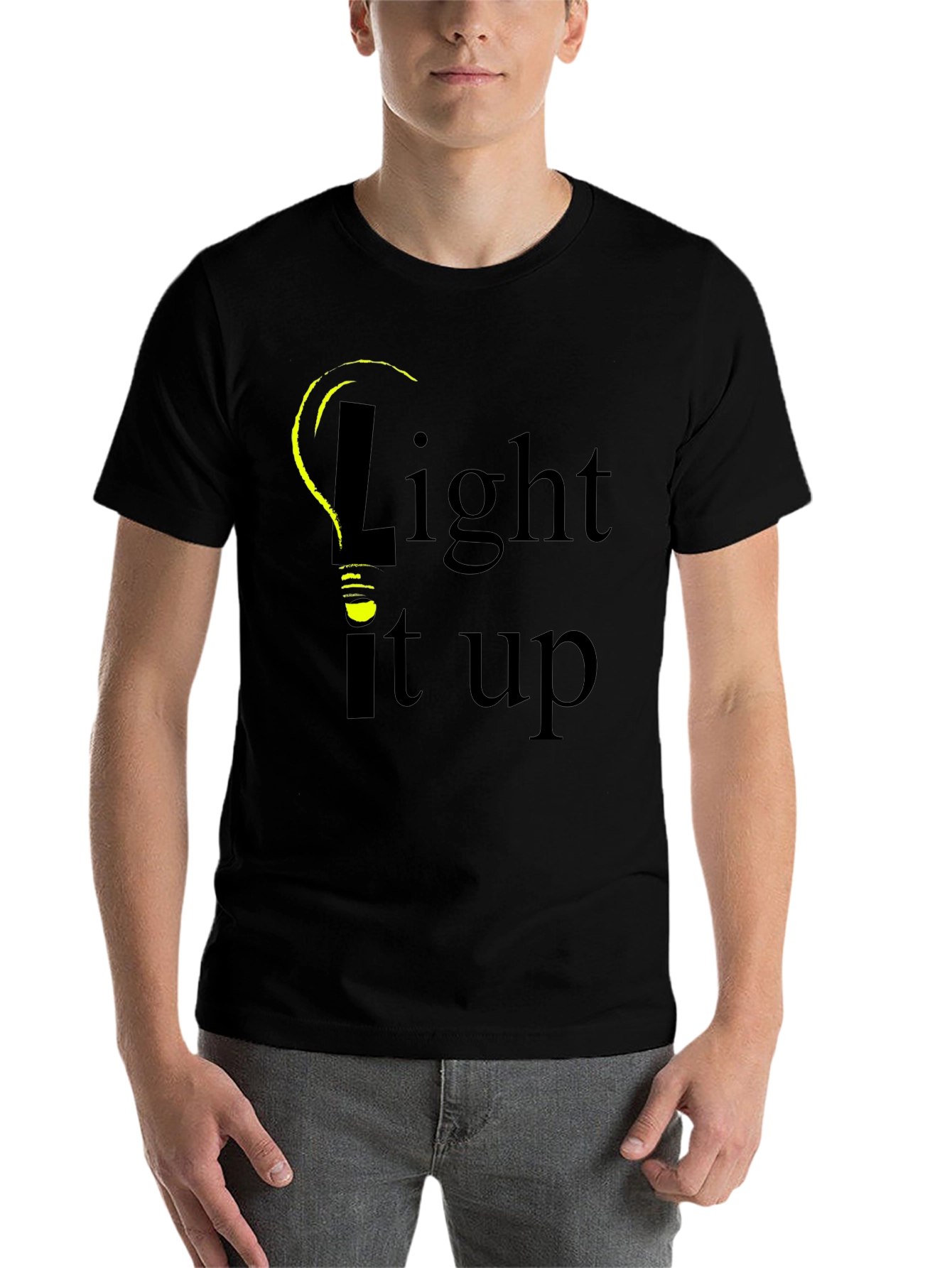 Black Light It Up Graphic Tee - Black Cotton T-Shirt view 7