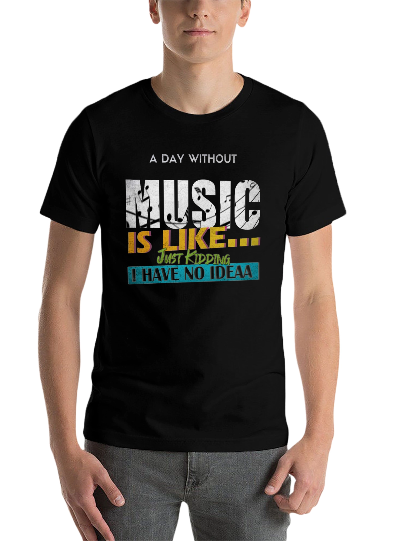 Black Music Lover T-Shirt - Day Without Music Funny Graphic Tee view 7