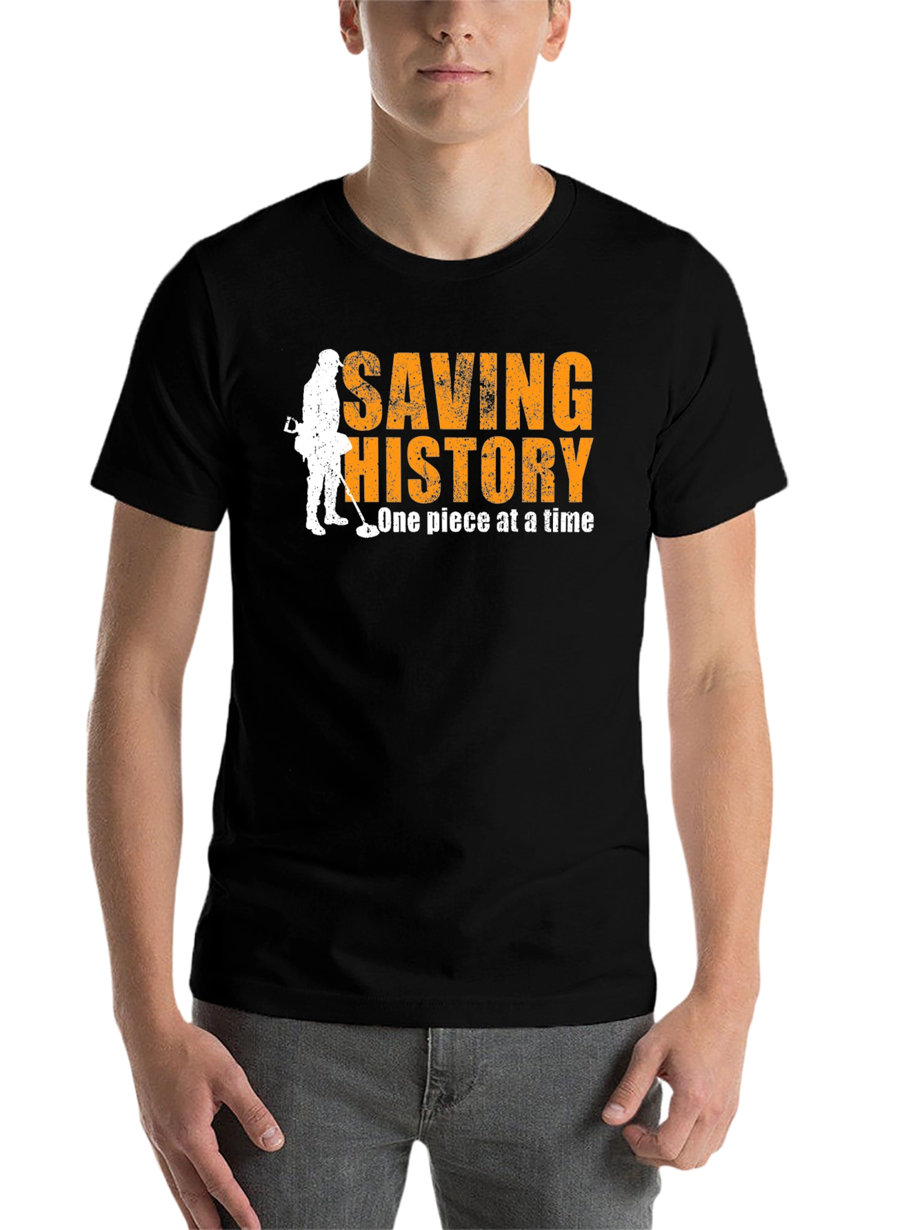 Black Saving History T-Shirt - Metal Detecting Tee view 7