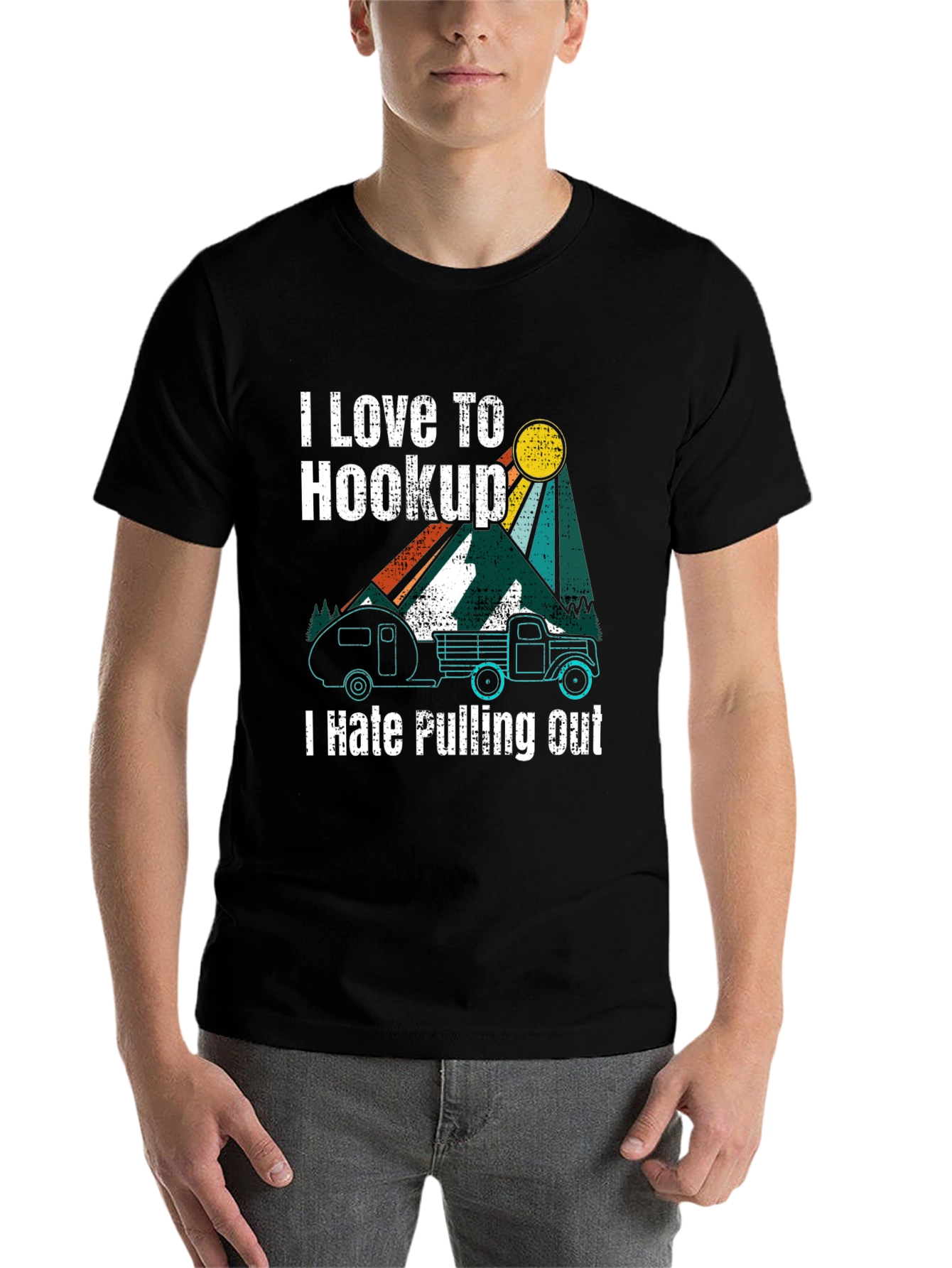Black I Love To Hookup Funny Camping T-Shirt view 7