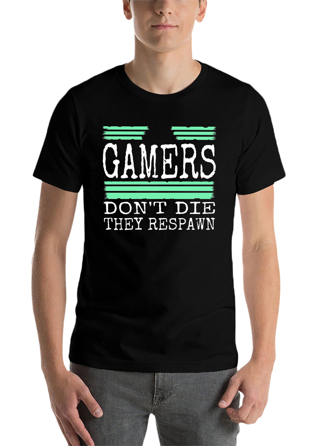 Black Gamers Don't Die They Respawn Graphic T-Shirt view 7
