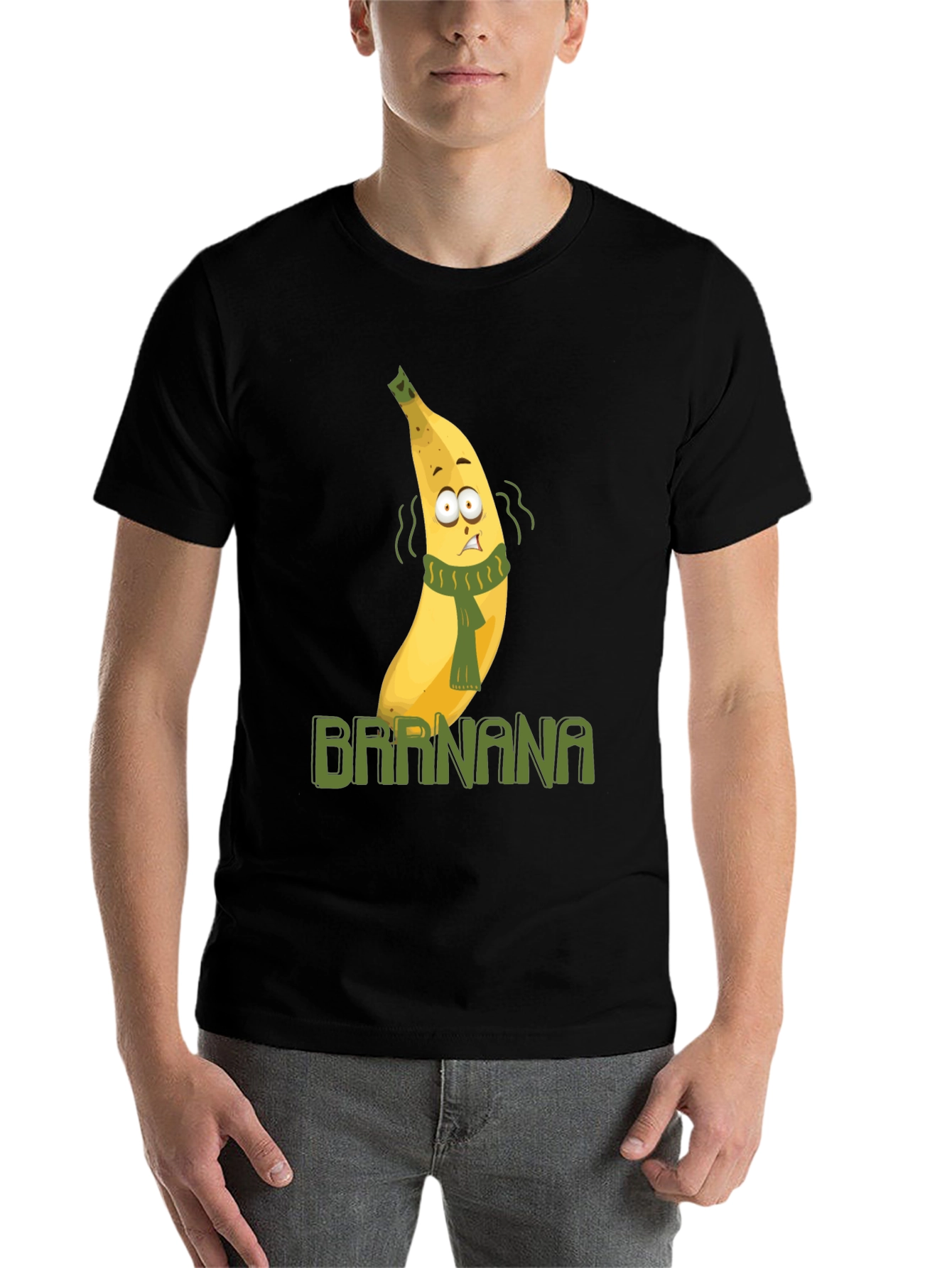 Black Brrr-nana T-Shirt - Humorous Cartoon Fruit Design view 7