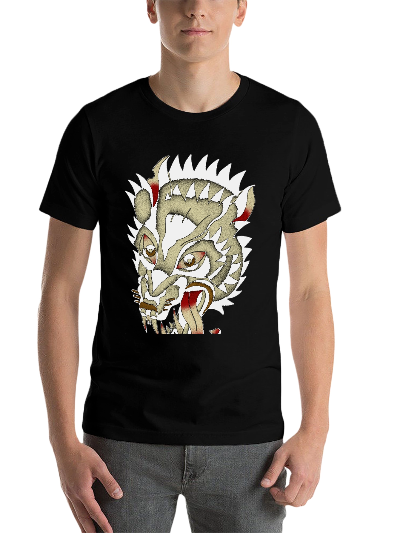 Black Unique Graphic Badger Tee - Men's Black Cotton T-Shirt view 7