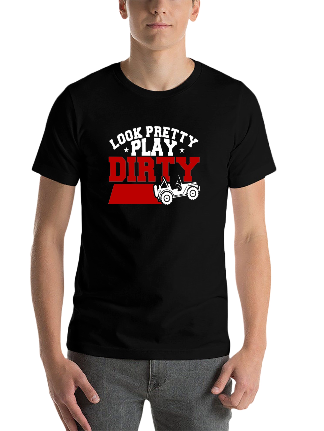 Black Look Pretty Play Dirty Jeep T-Shirt view 7