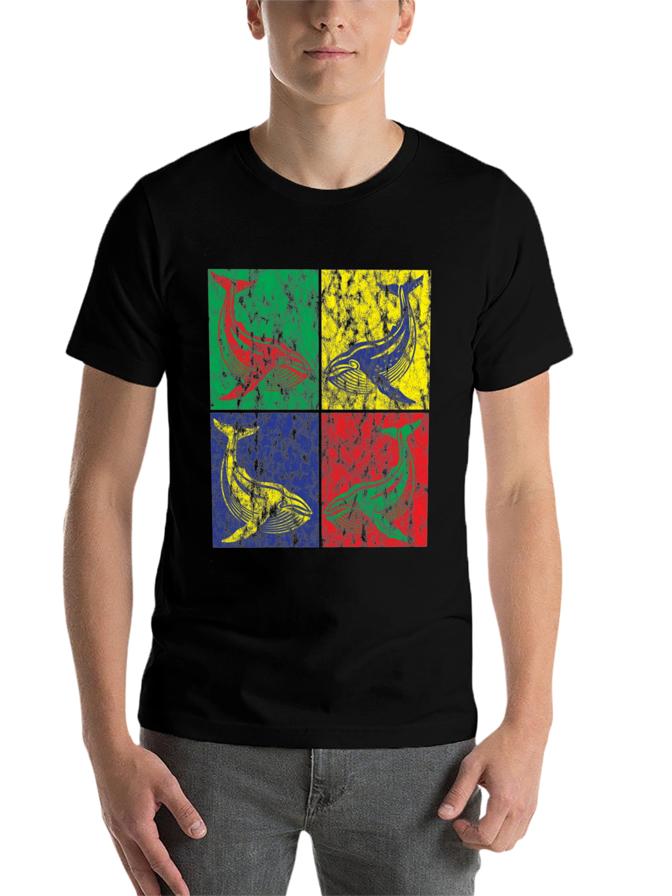 Black Whale Pop Art Graphic T-Shirt - Bold & Unique Design view 7